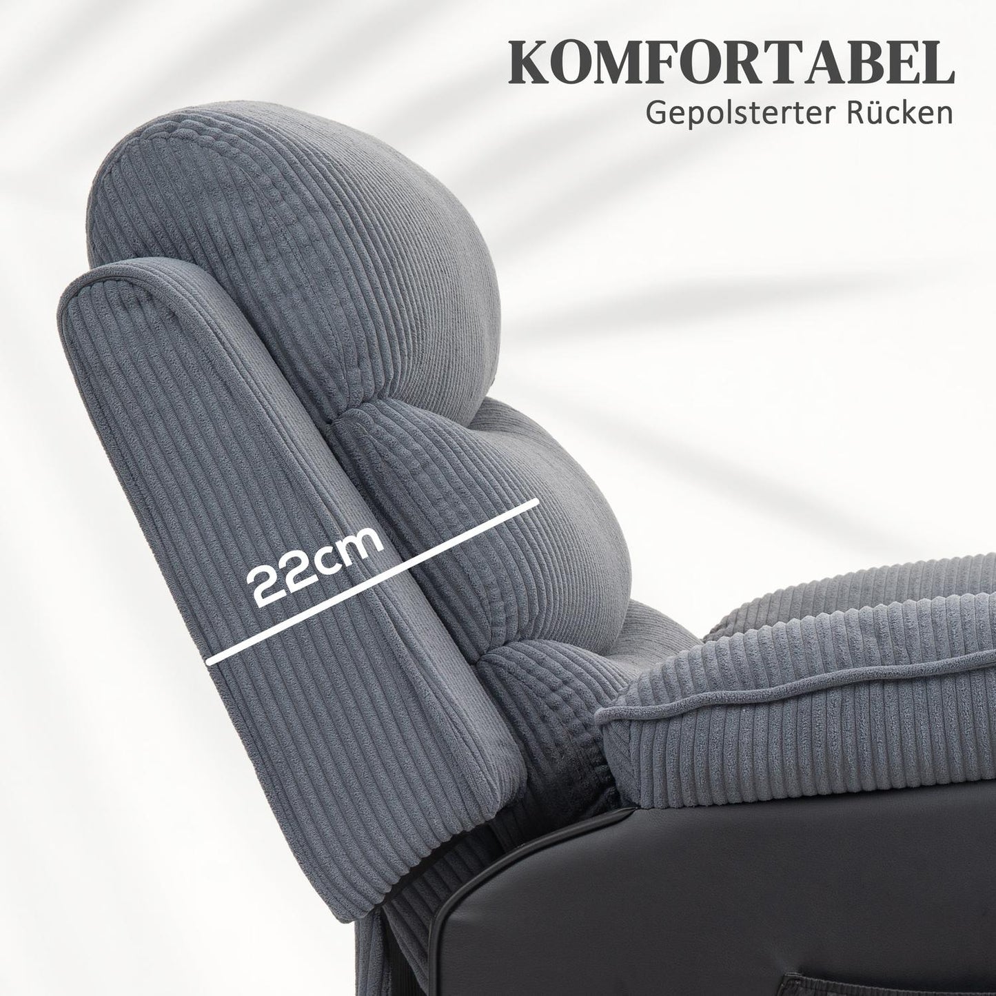 Electric reclining TV armchair with standing aid, dark grey