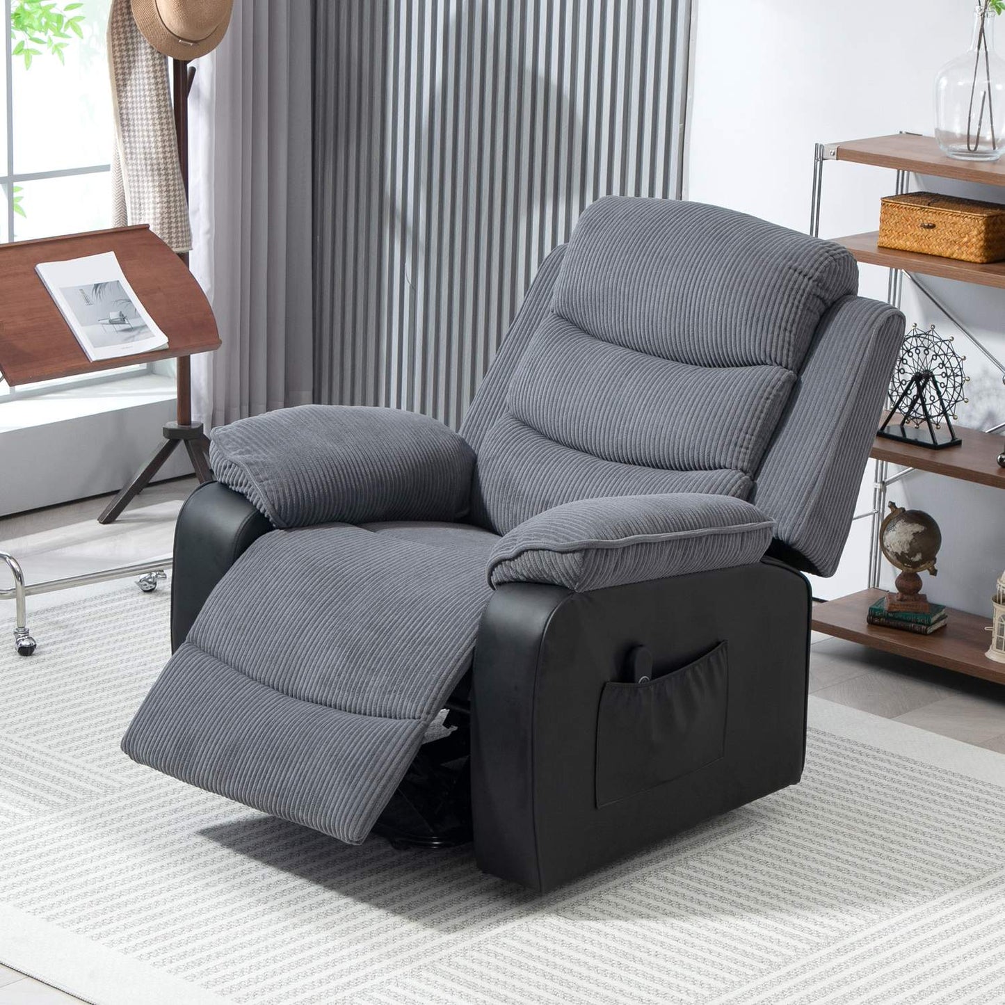 Electric reclining TV armchair with standing aid, dark grey