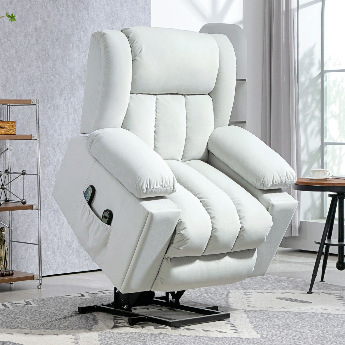 Electric recliner TV chair with massage and heating, USB ports