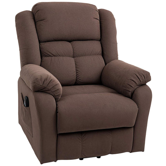 Electric reclining TV armchair with massage & heating - dark brown