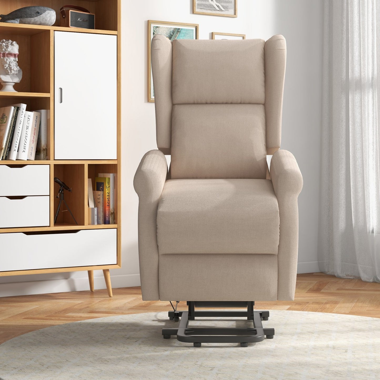 TV armchair with electric lift and lockable tilt, cream