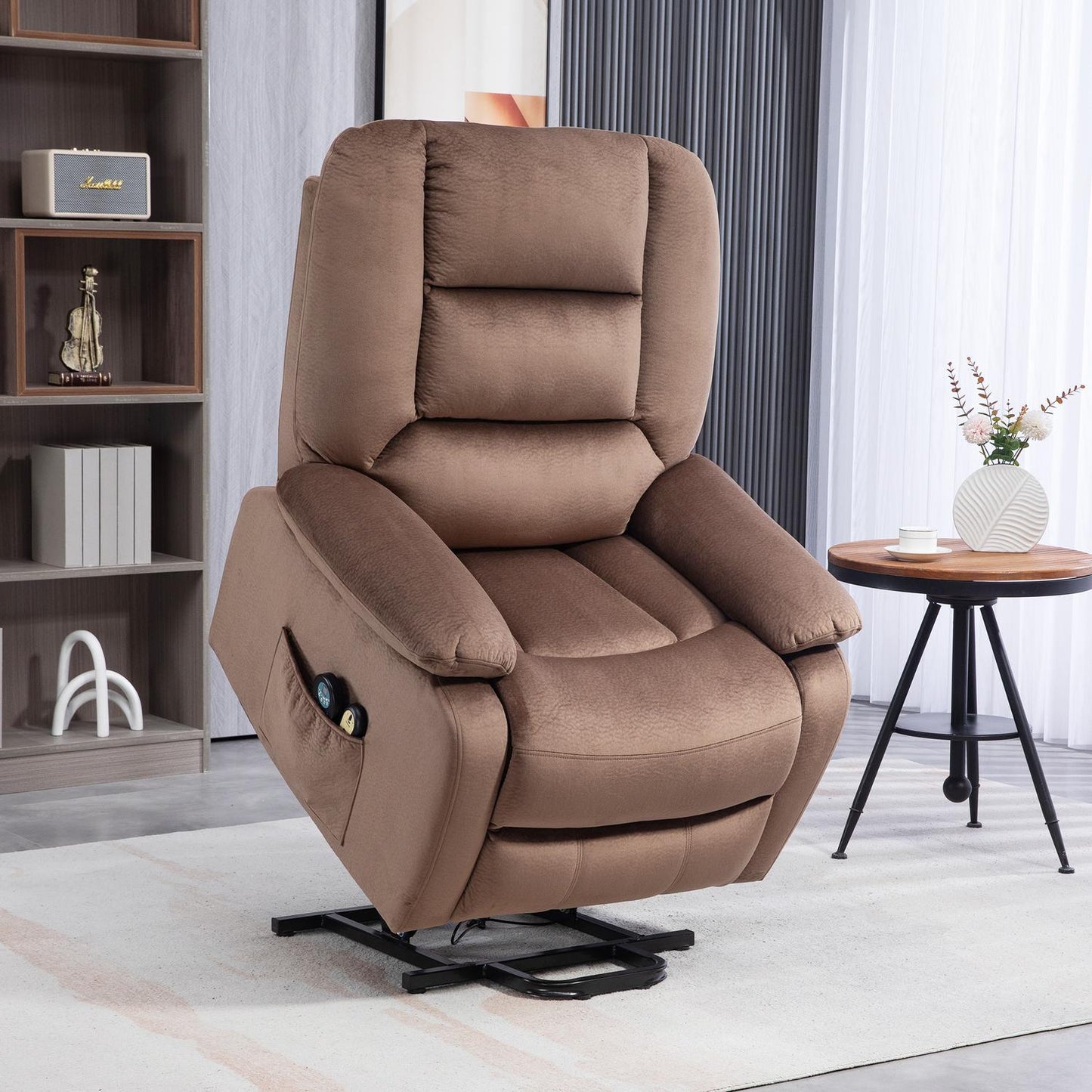 Electric recliner with stand-up assistance, massage and heating
