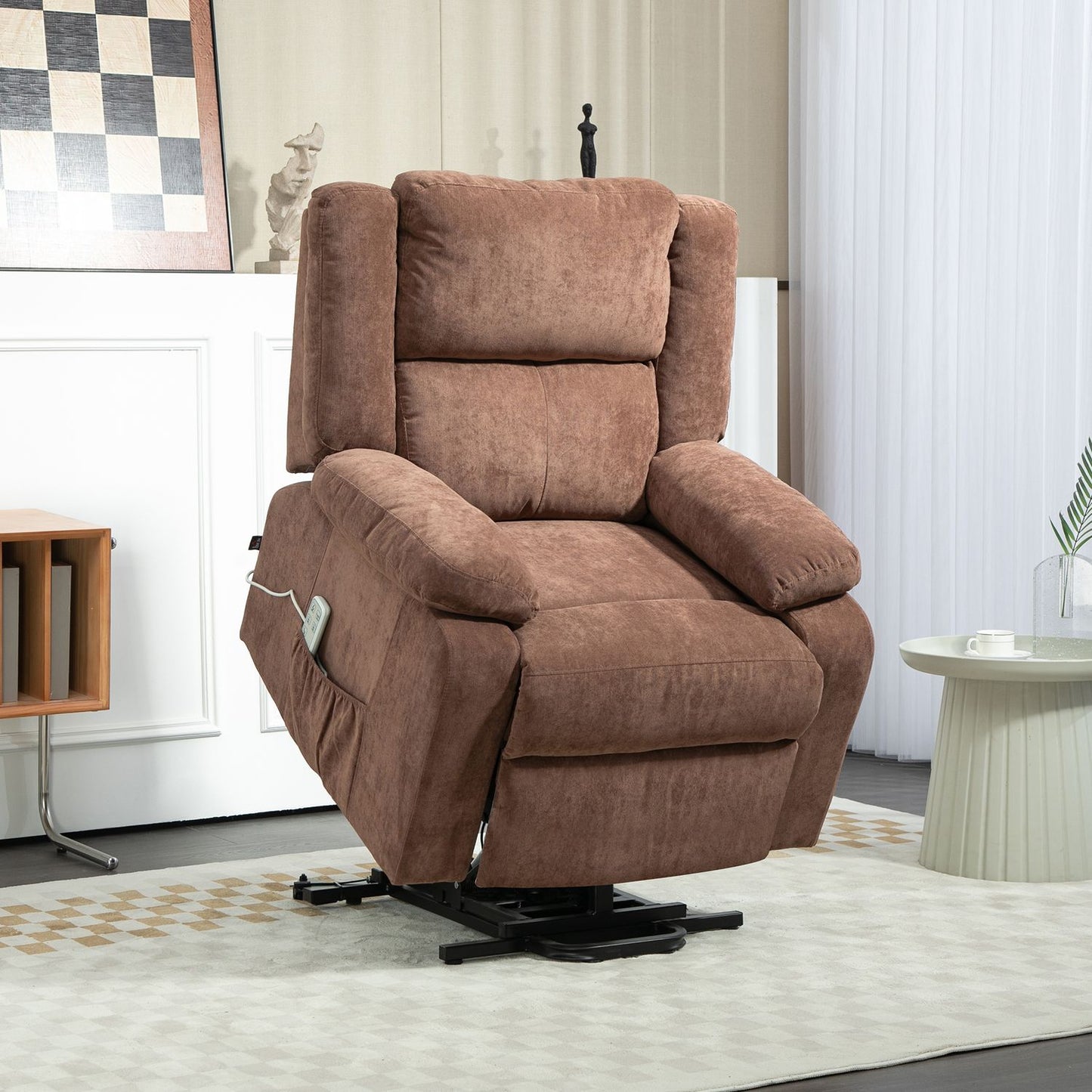 Electric reclining TV chair, 3 motors, light brown