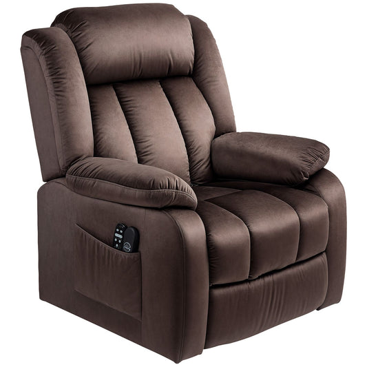 Electric recliner TV chair with massage and heating, brown