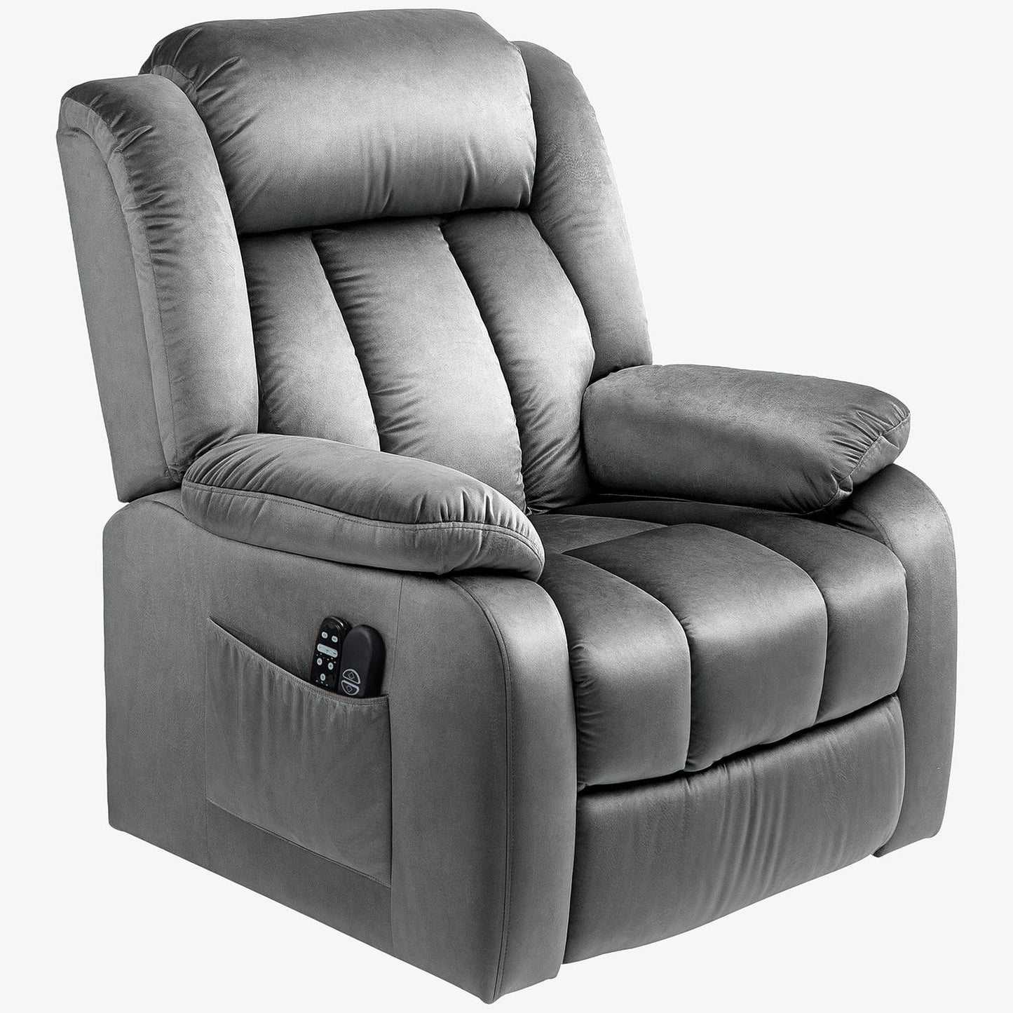 Electric reclining TV chair with heating & massage, dark grey