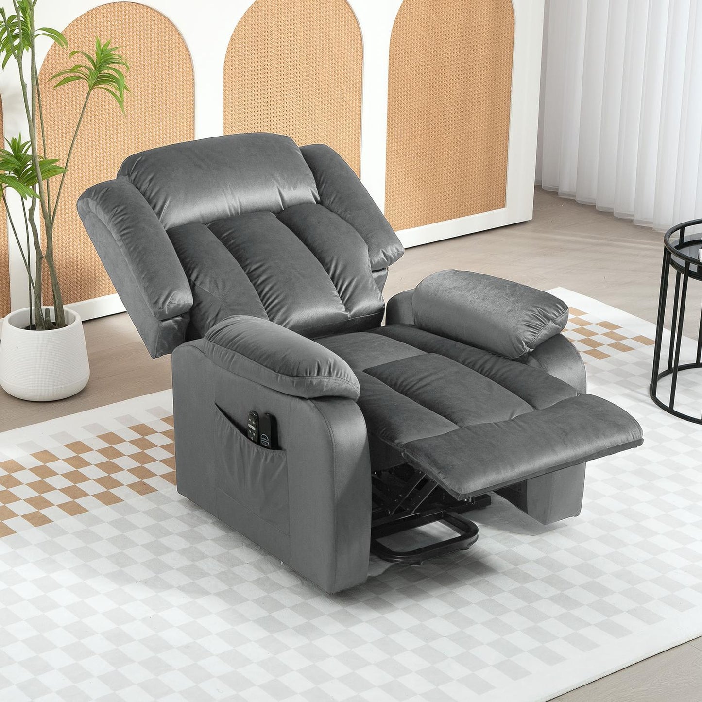 Electric reclining TV chair with heating & massage, dark grey