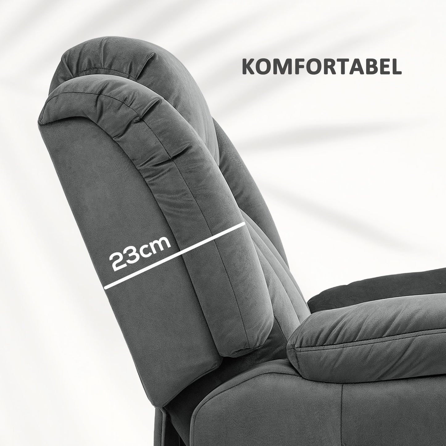 Electric reclining TV chair with heating & massage, dark grey