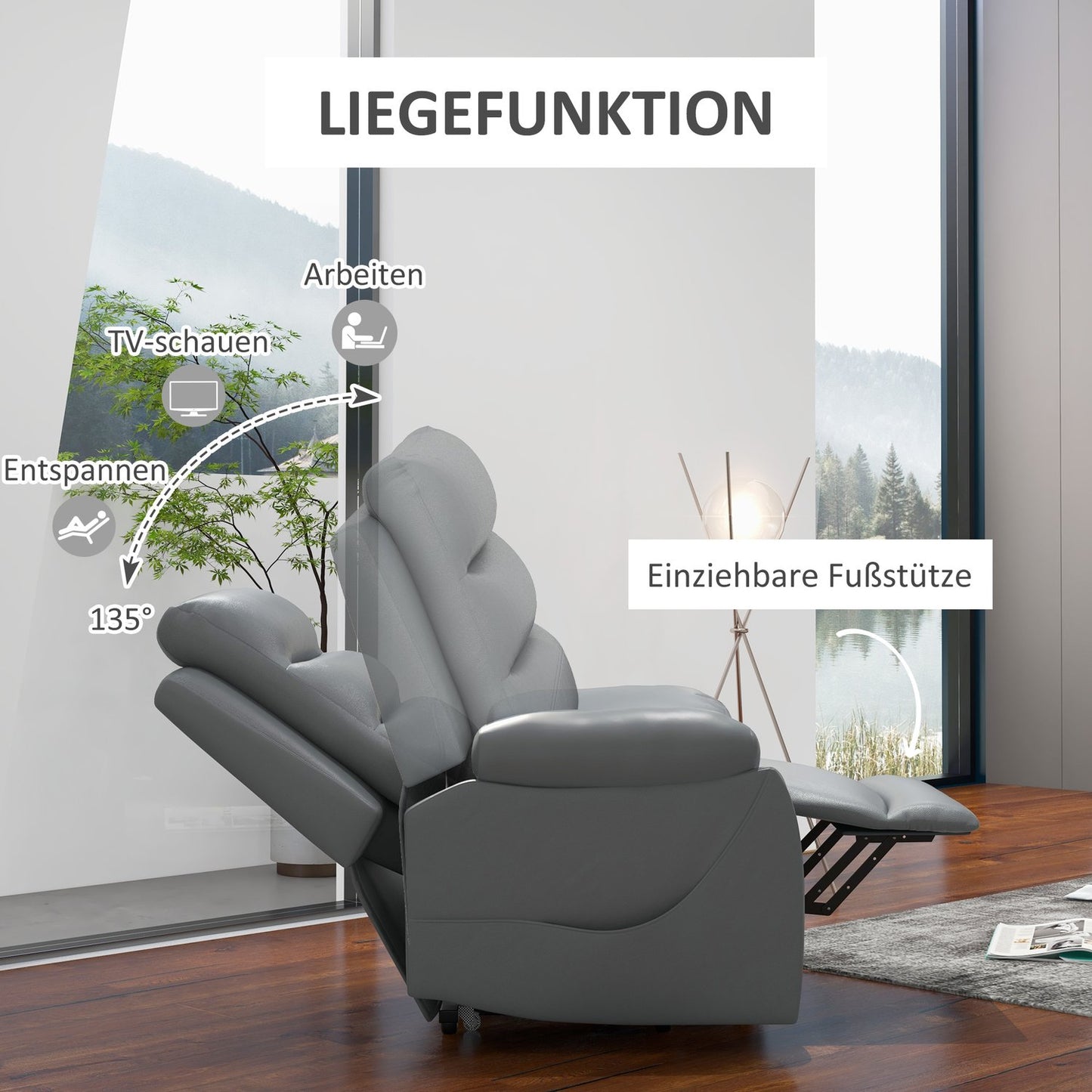 Electric recliner with stand-up assist, 180 kg capacity