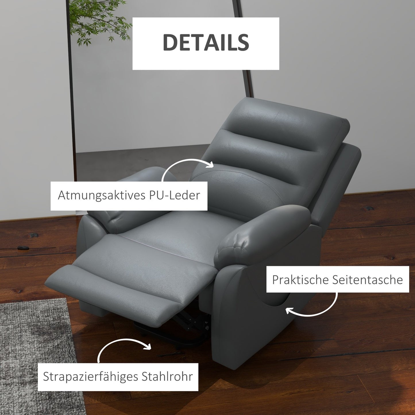 Electric recliner with stand-up assist, 180 kg capacity