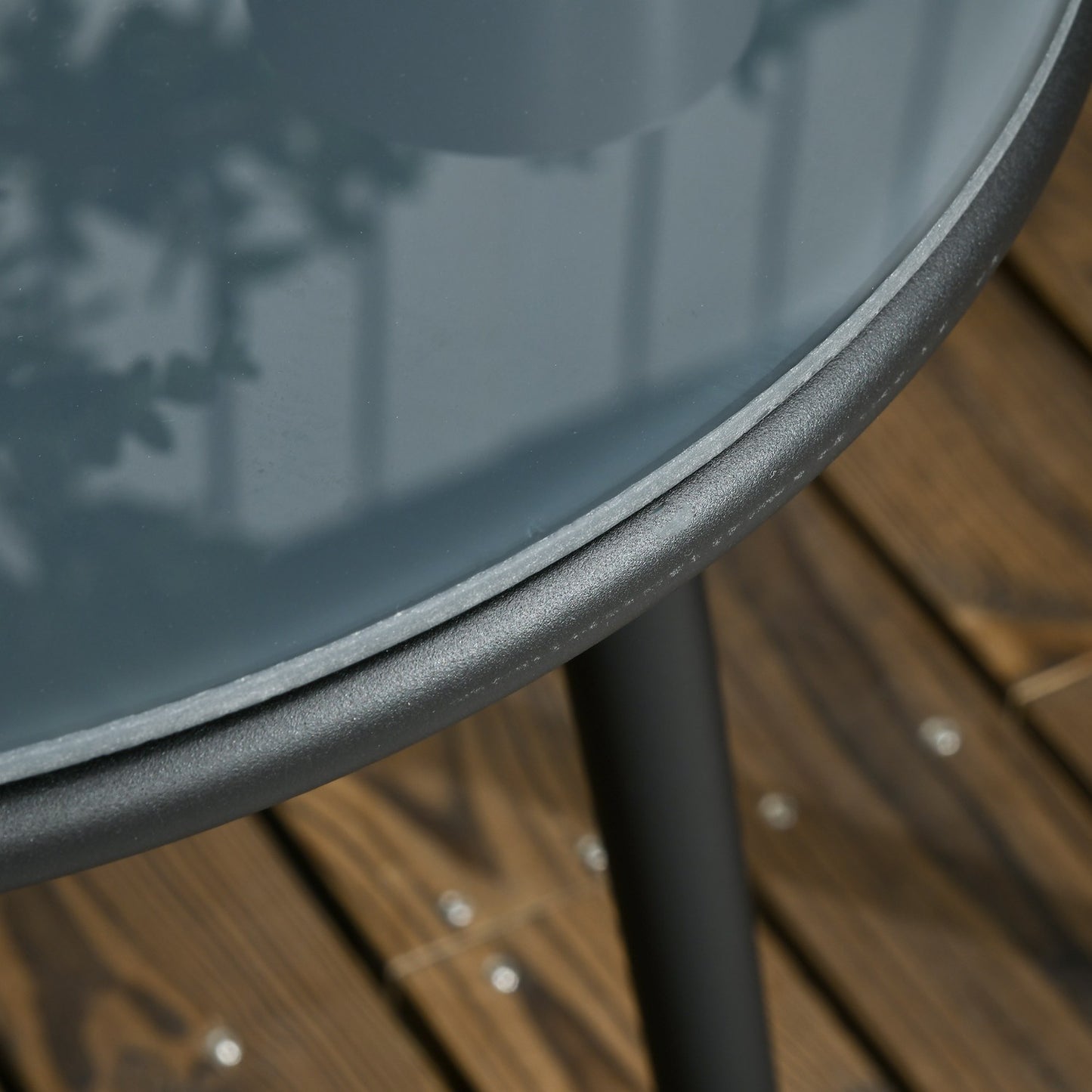 Balcony set - Steel table & 2 chairs with cushions, grey