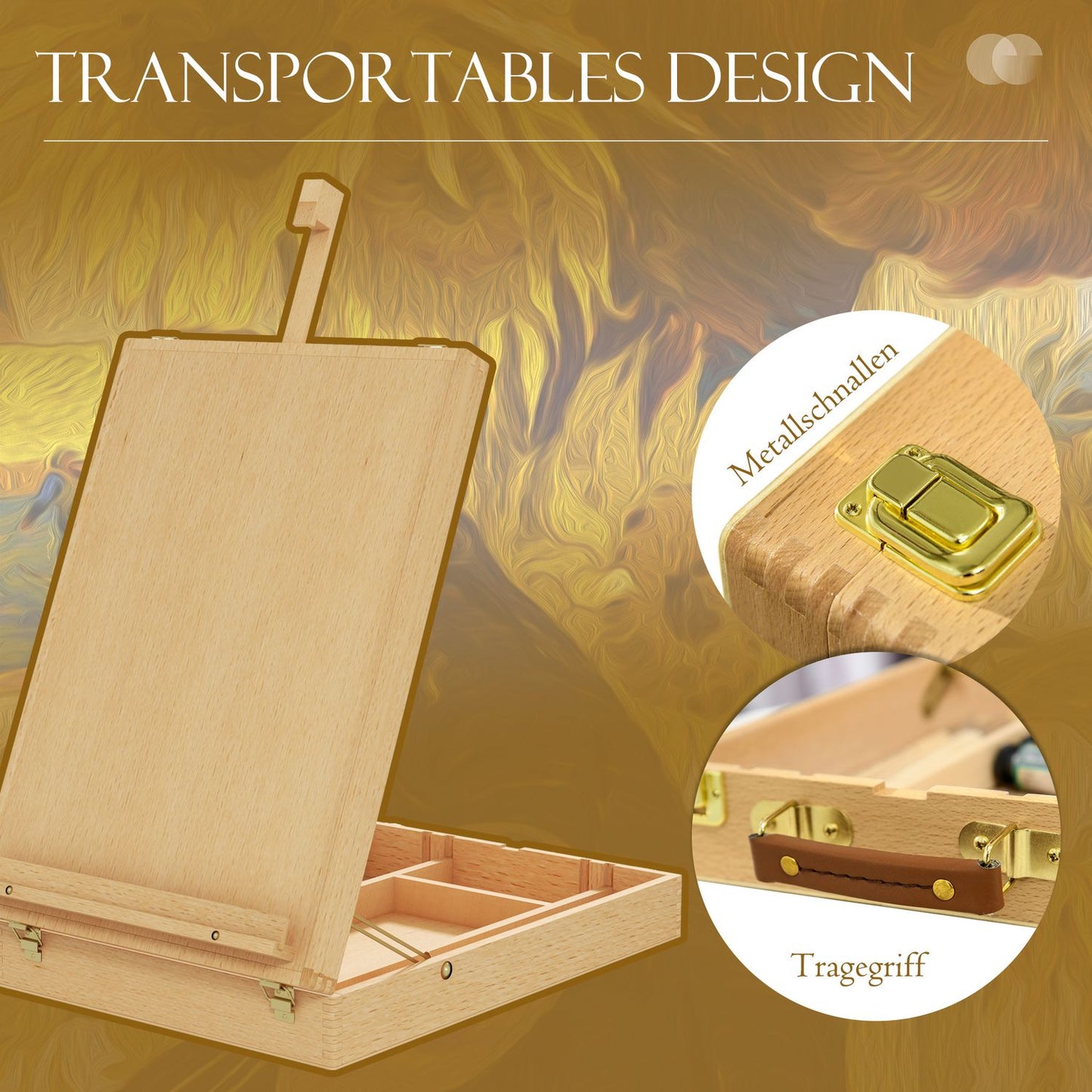 Adjustable Wooden Table Easel - Portable with Storage