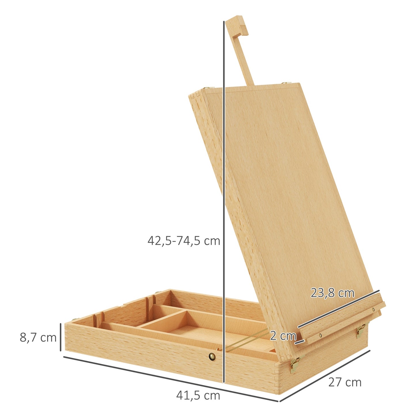 Adjustable Wooden Table Easel - Portable with Storage