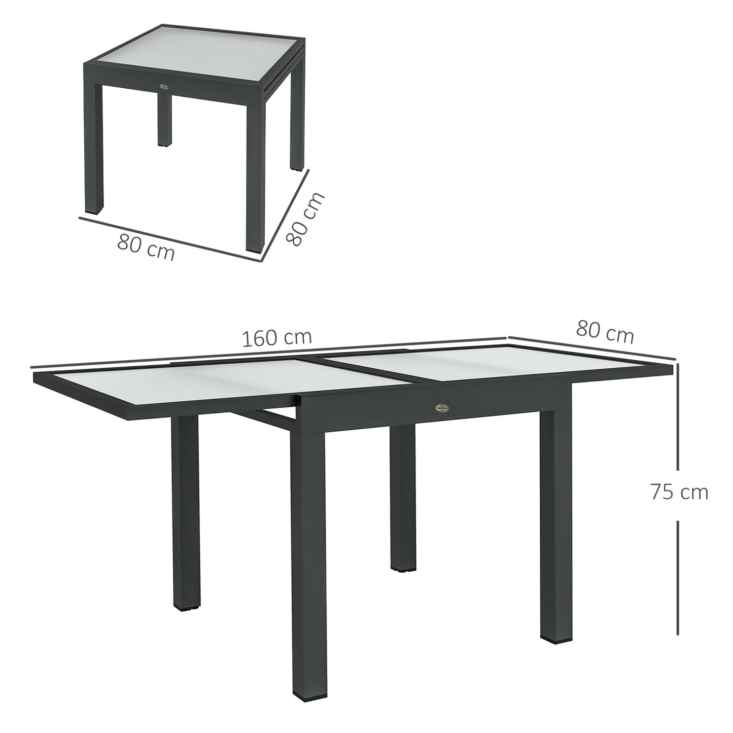 Large outdoor garden table - 160x80 cm, aluminum frame