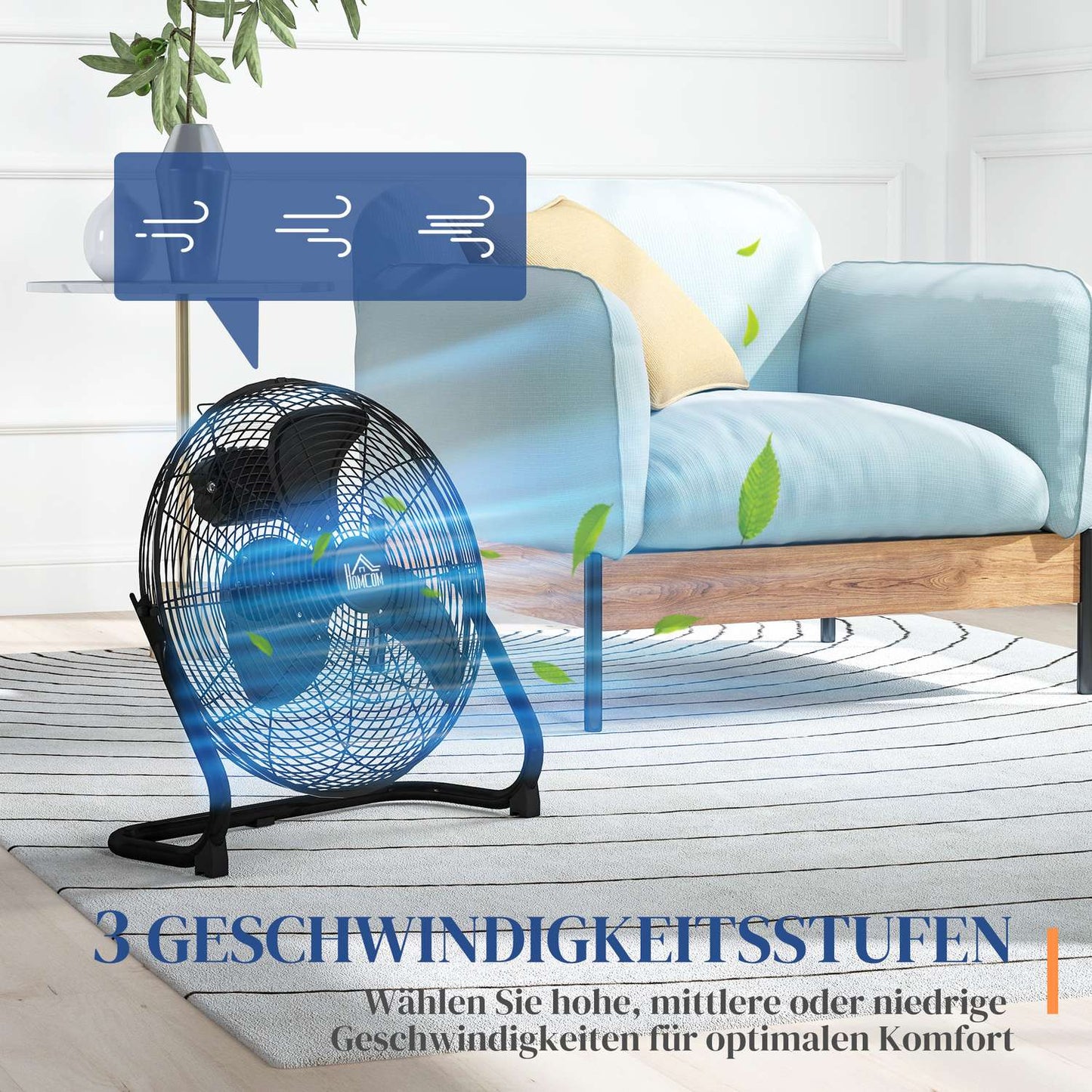 Electric table fan, 3 speeds & 120° tilt, black