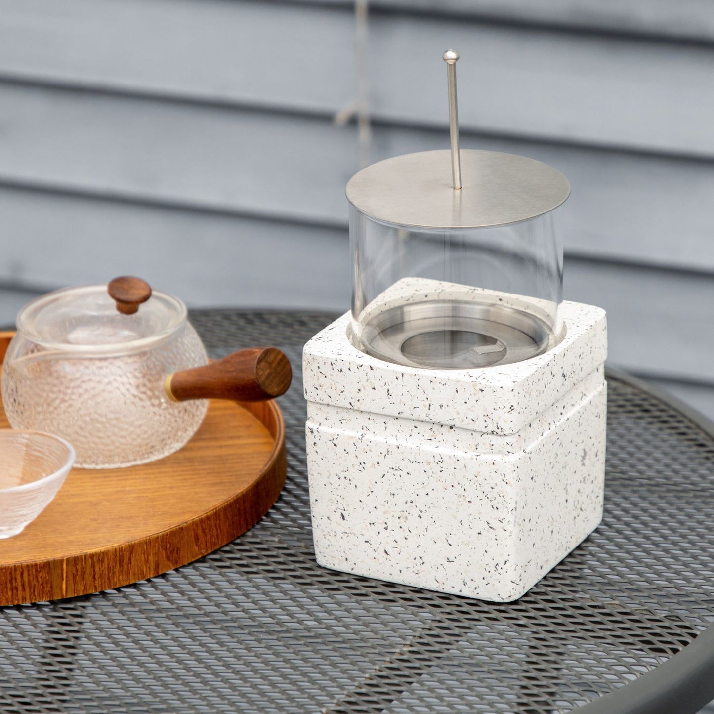 Portable Gray Table Fire Bowl - Indoor/Outdoor Fireplace