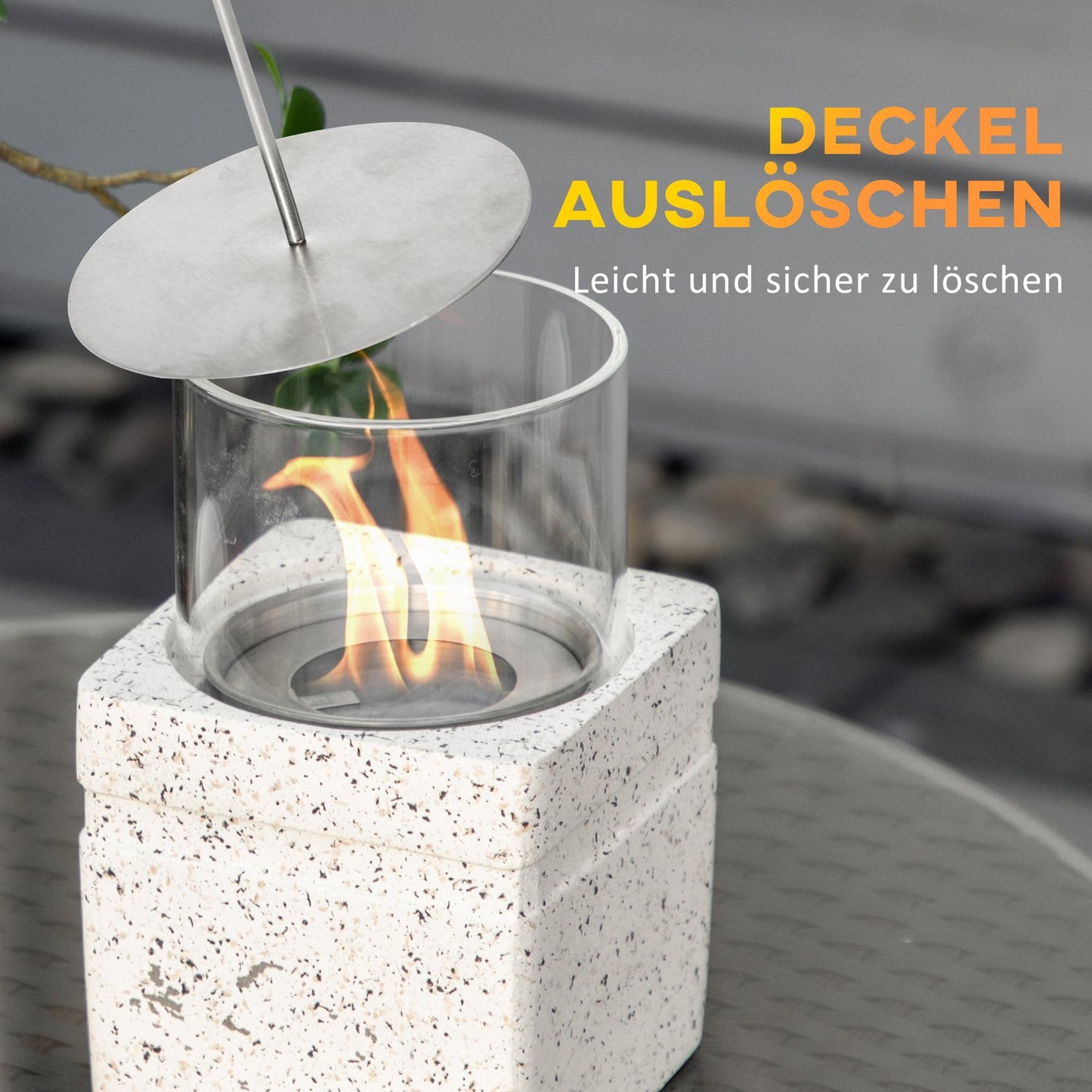 Portable Gray Table Fire Bowl - Indoor/Outdoor Fireplace