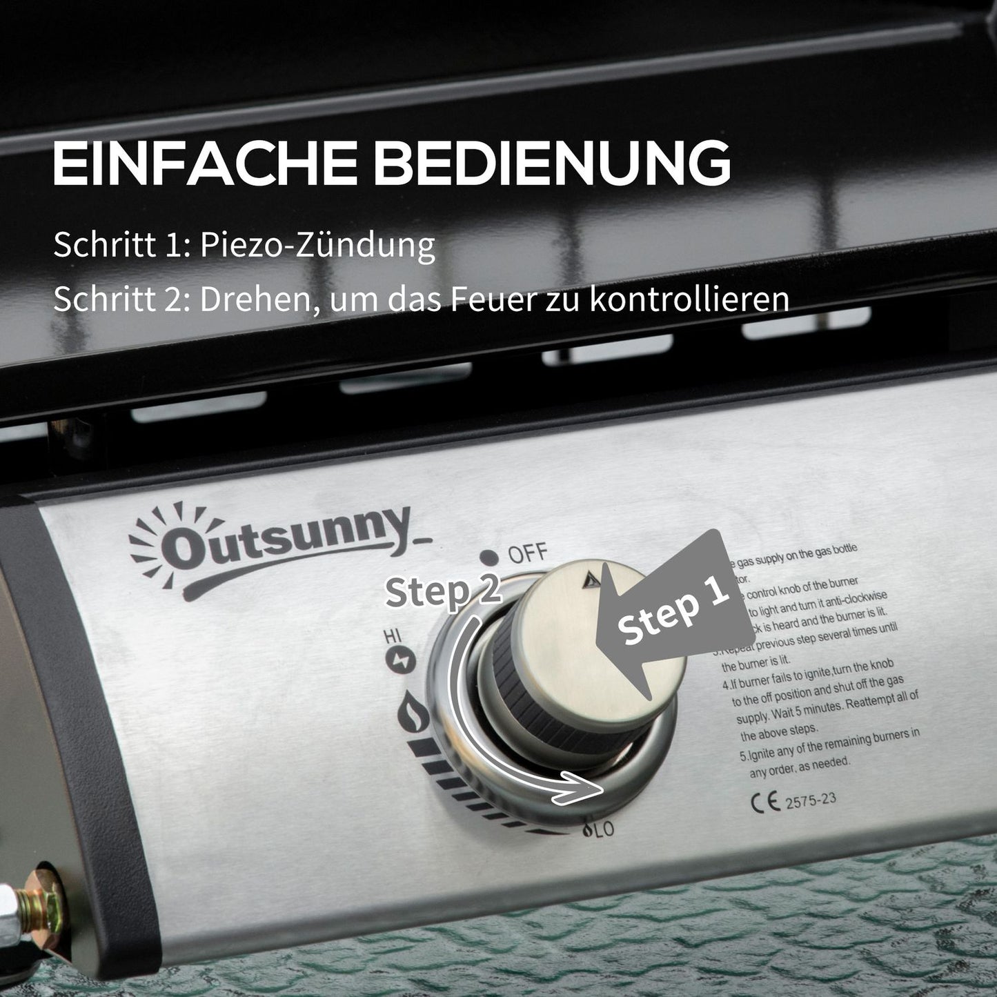 Gas grill for table - 2 burners, stainless steel, non-stick