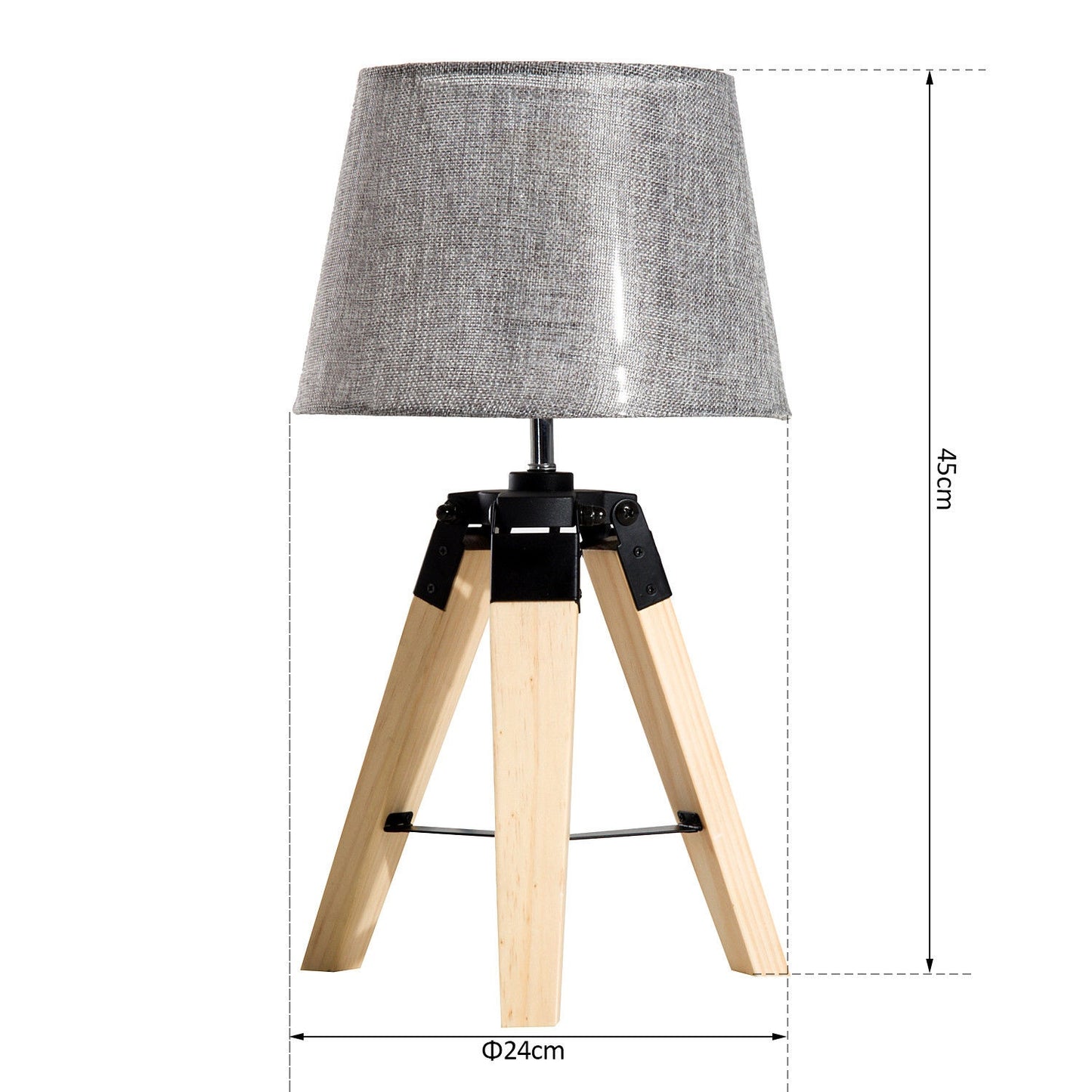Bedside lamp in gray linen look, Pine & Polyester, E27