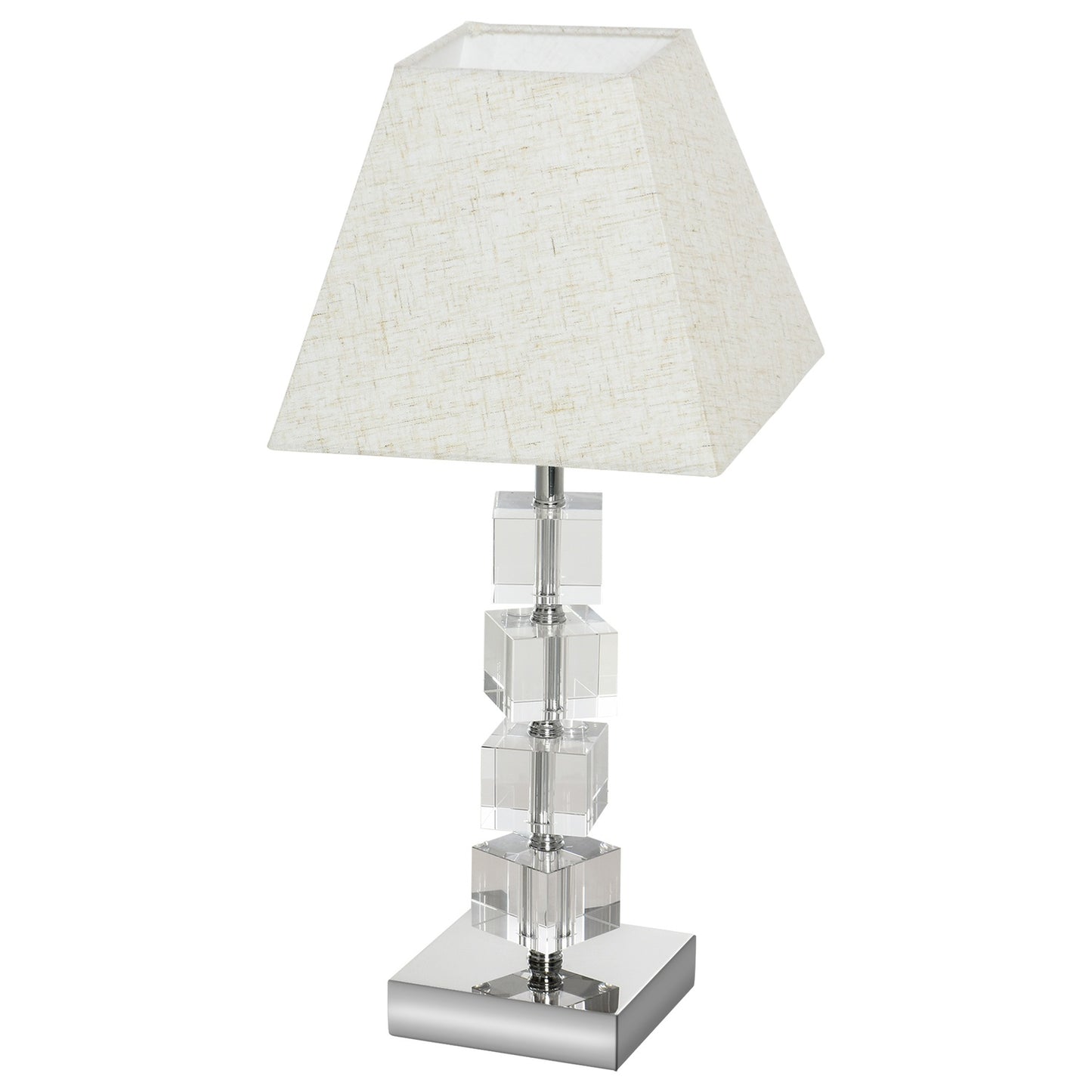 Bedside lamp, rotating crystal cube, cream white