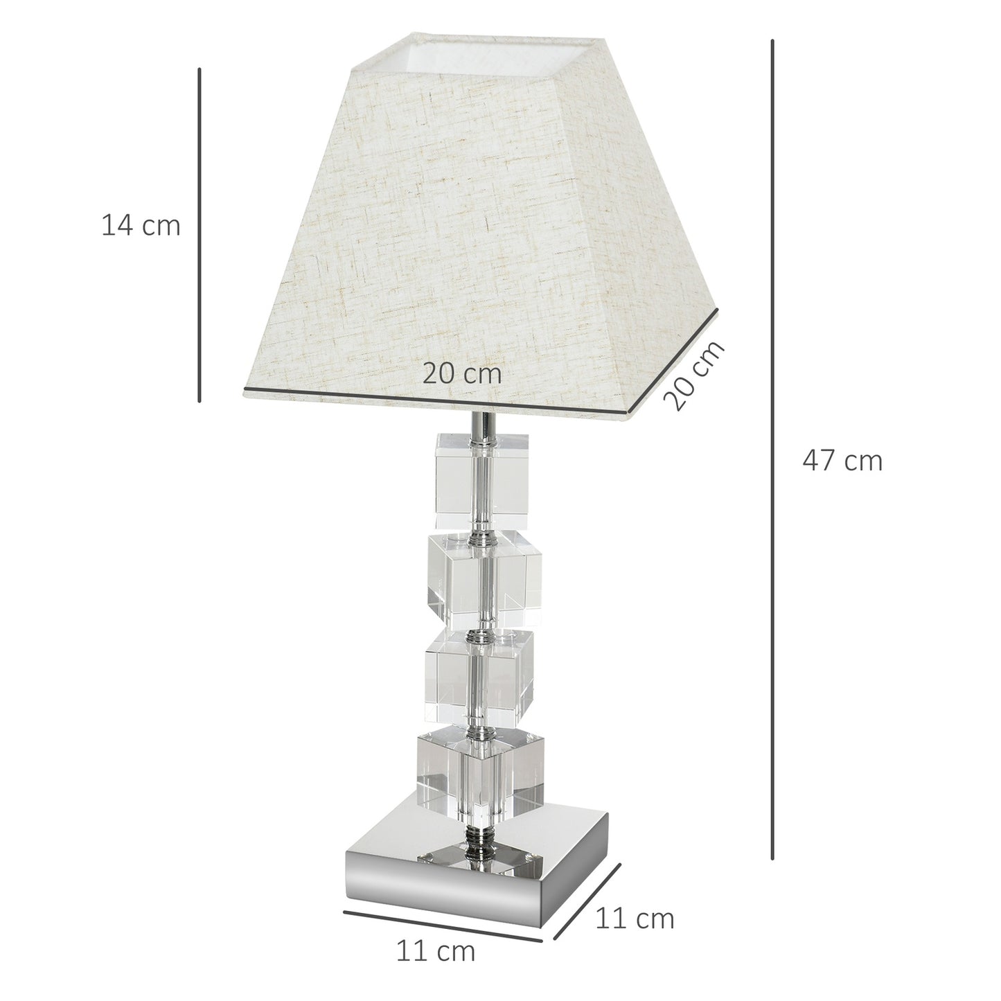 Bedside lamp, rotating crystal cube, cream white