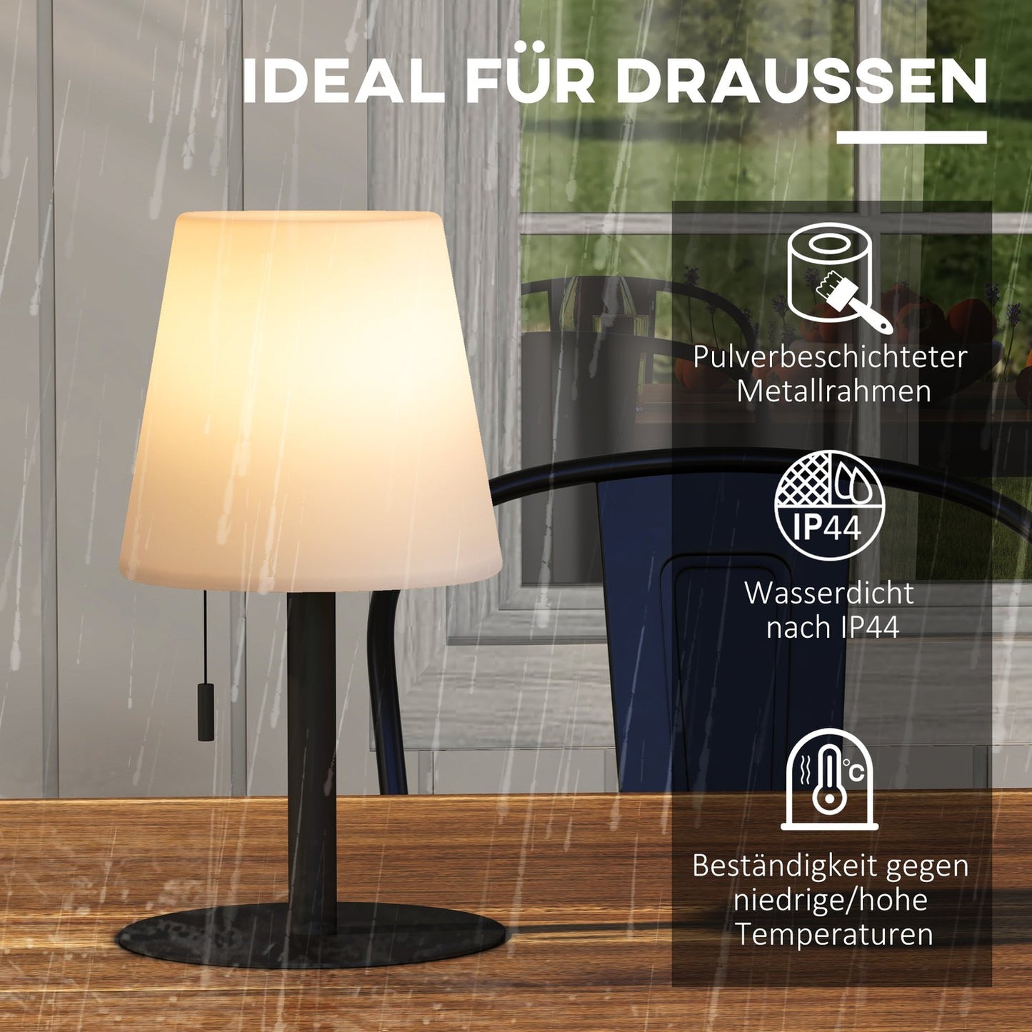 USB rechargeable LED table lamp, dimmable, indoor/outdoor
