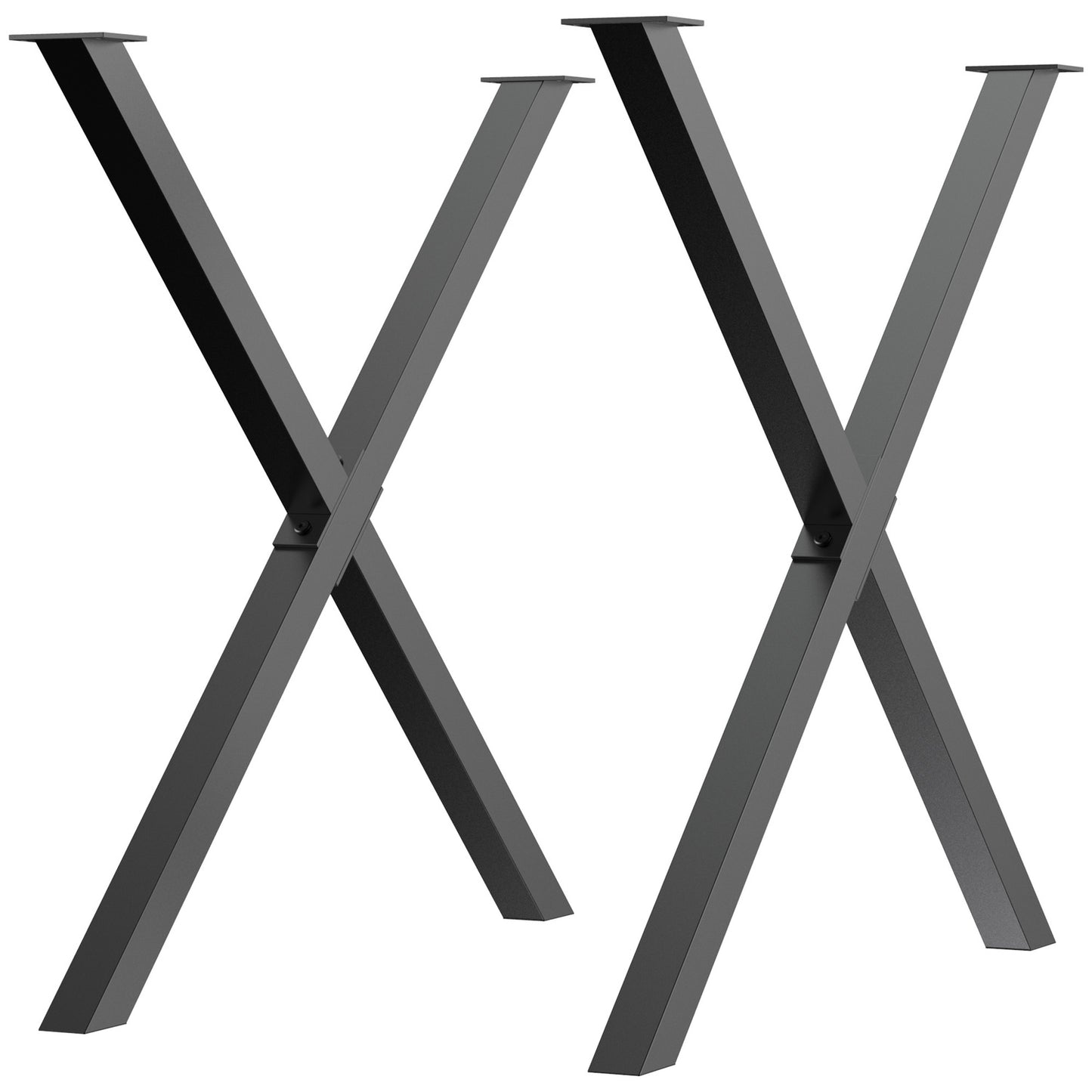 Black Steel X-Shape table legs, set of 2, 72Cm