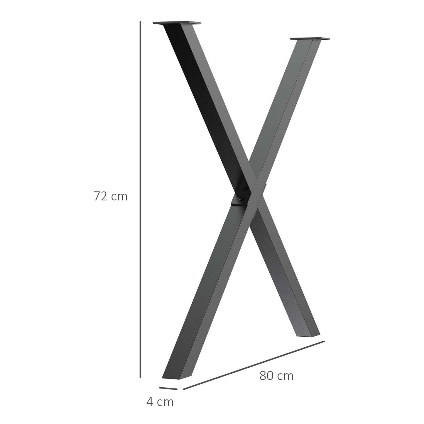 Black Steel X-Shape table legs, set of 2, 72Cm
