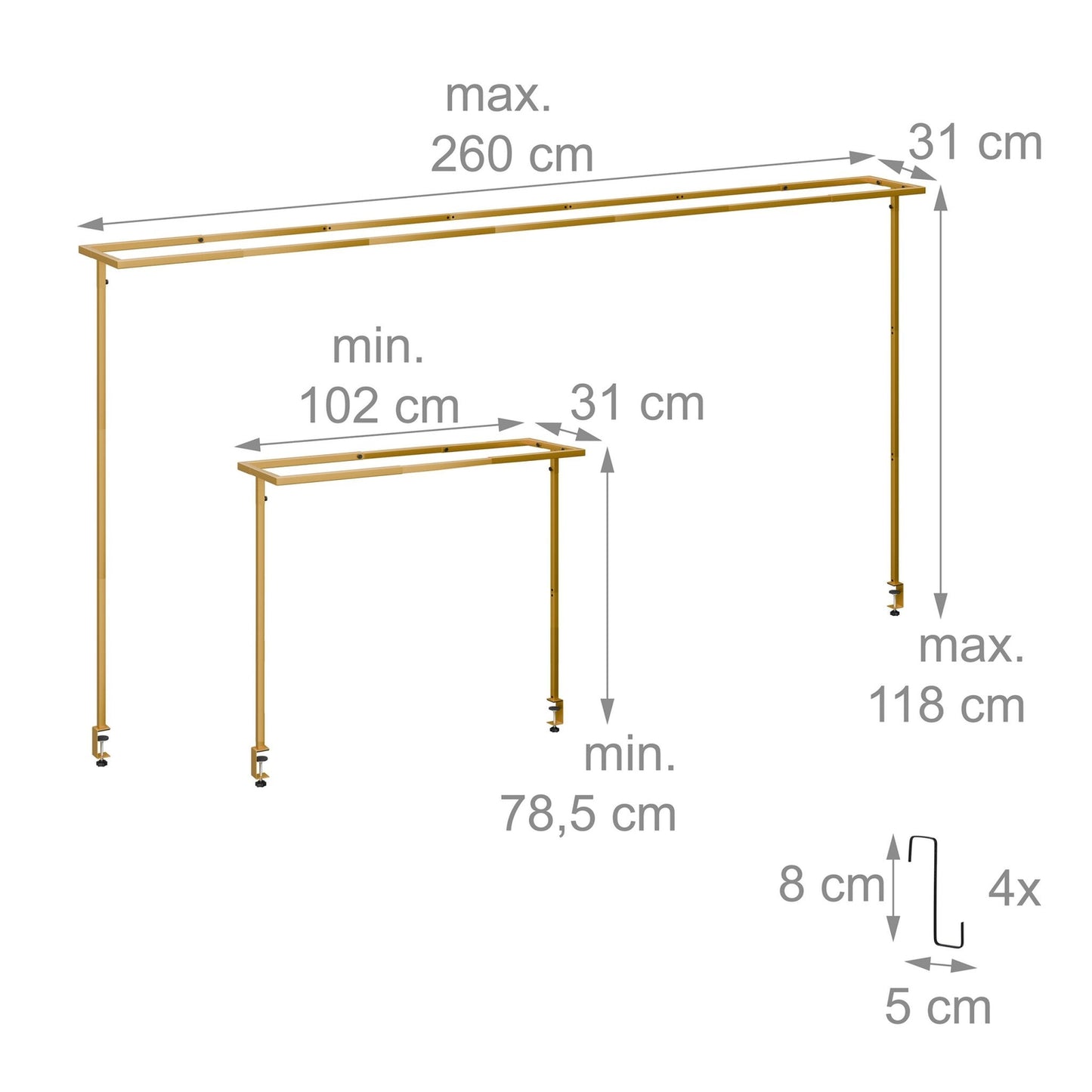 Table Rod Stand with 2 Rails for Decorations