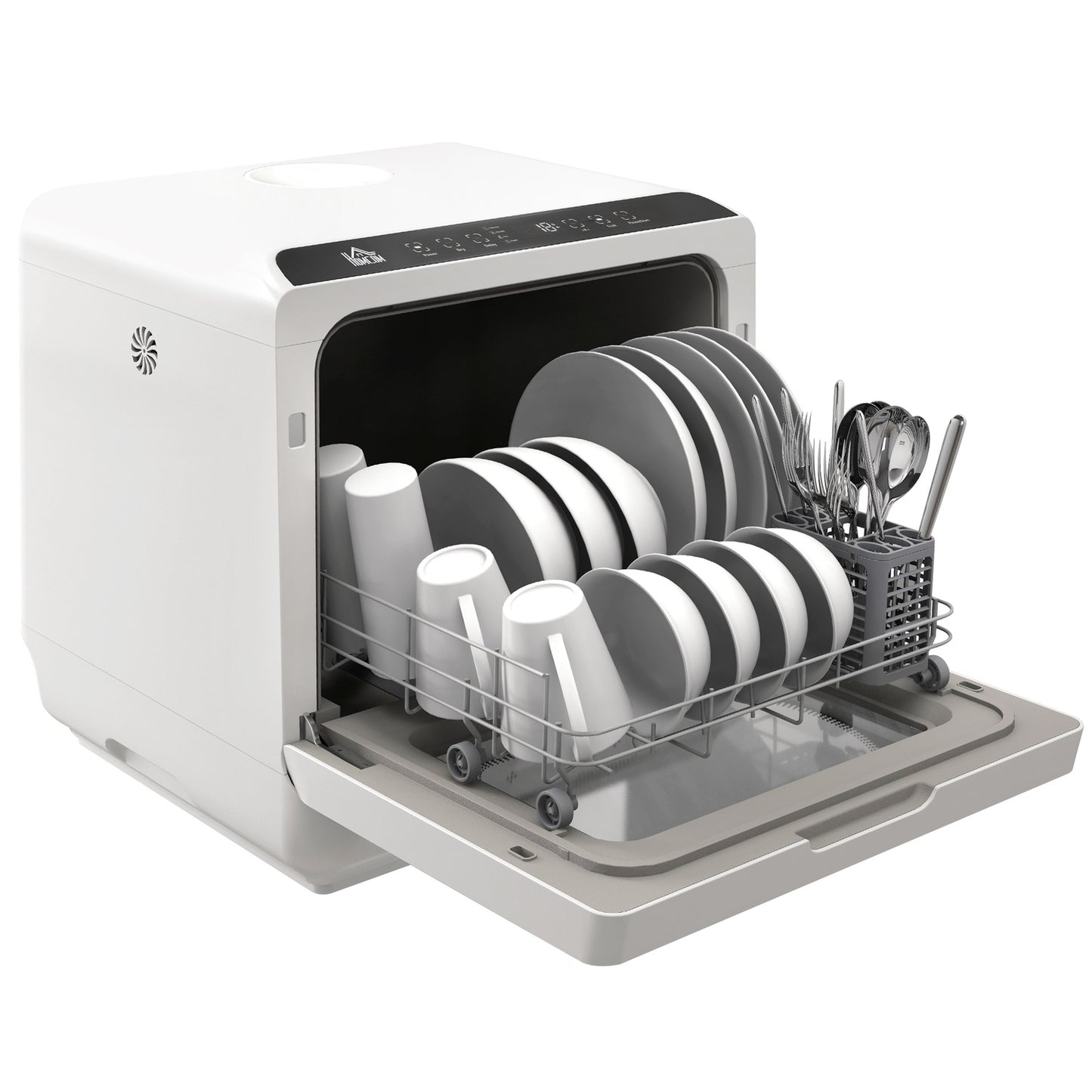 Compact tabletop dishwasher - 4 settings, 6 programs, built-in tank