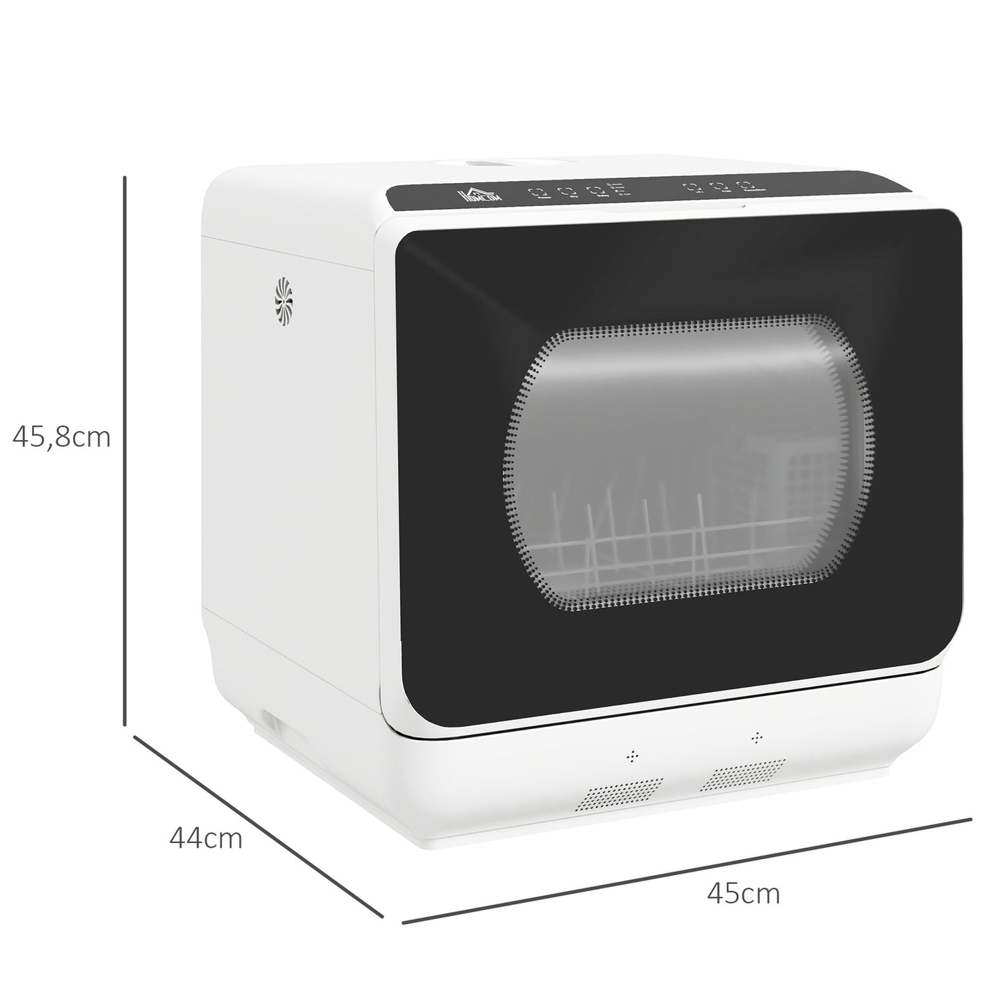 Compact tabletop dishwasher - 4 settings, 6 programs, built-in tank