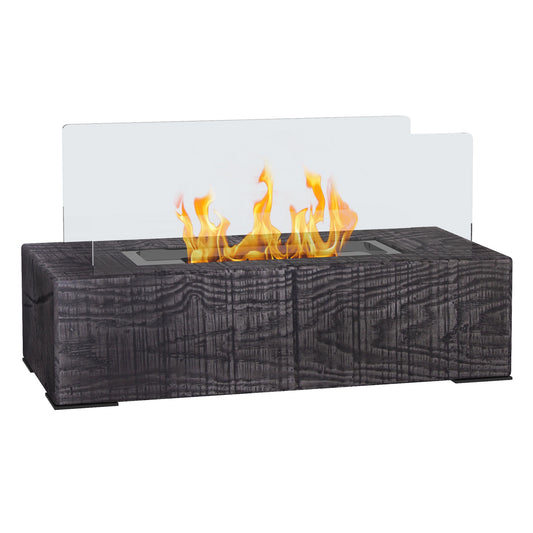 Portable bio-ethanol table stove, wood look, steel