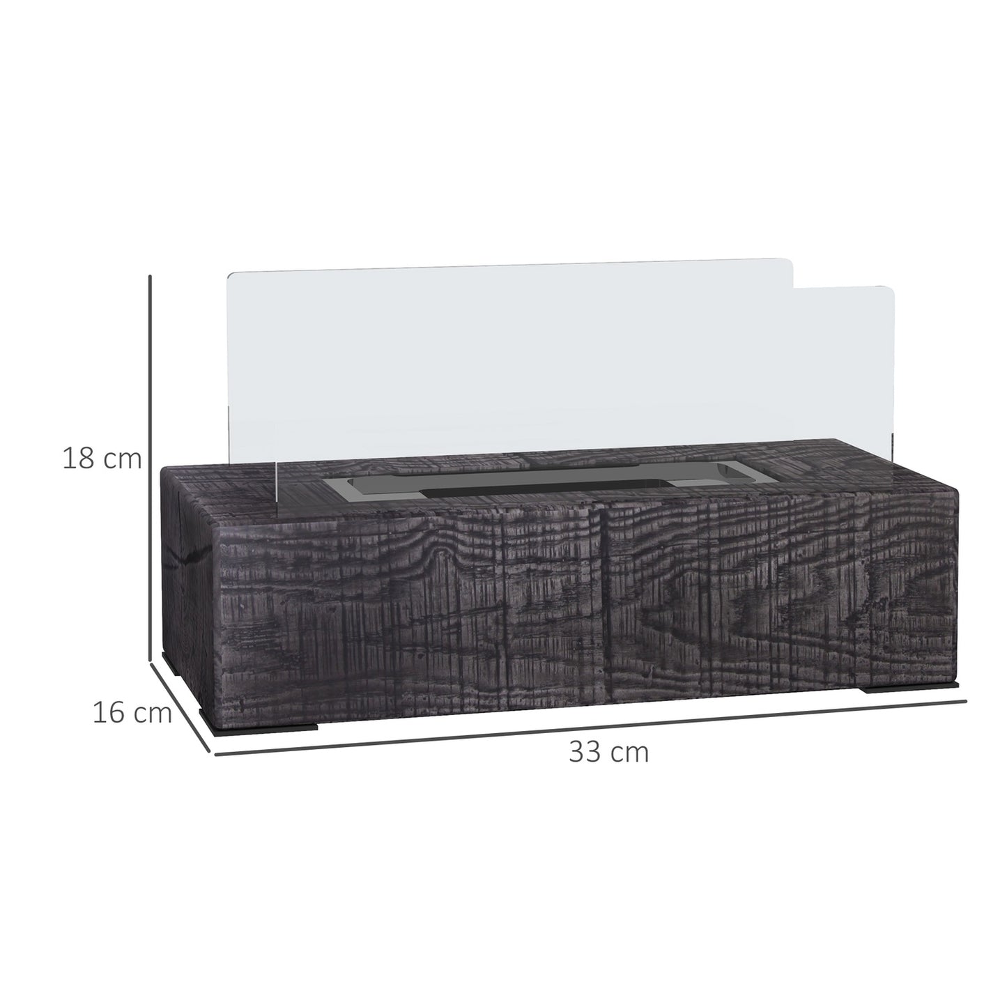 Portable bio-ethanol table stove, wood look, steel
