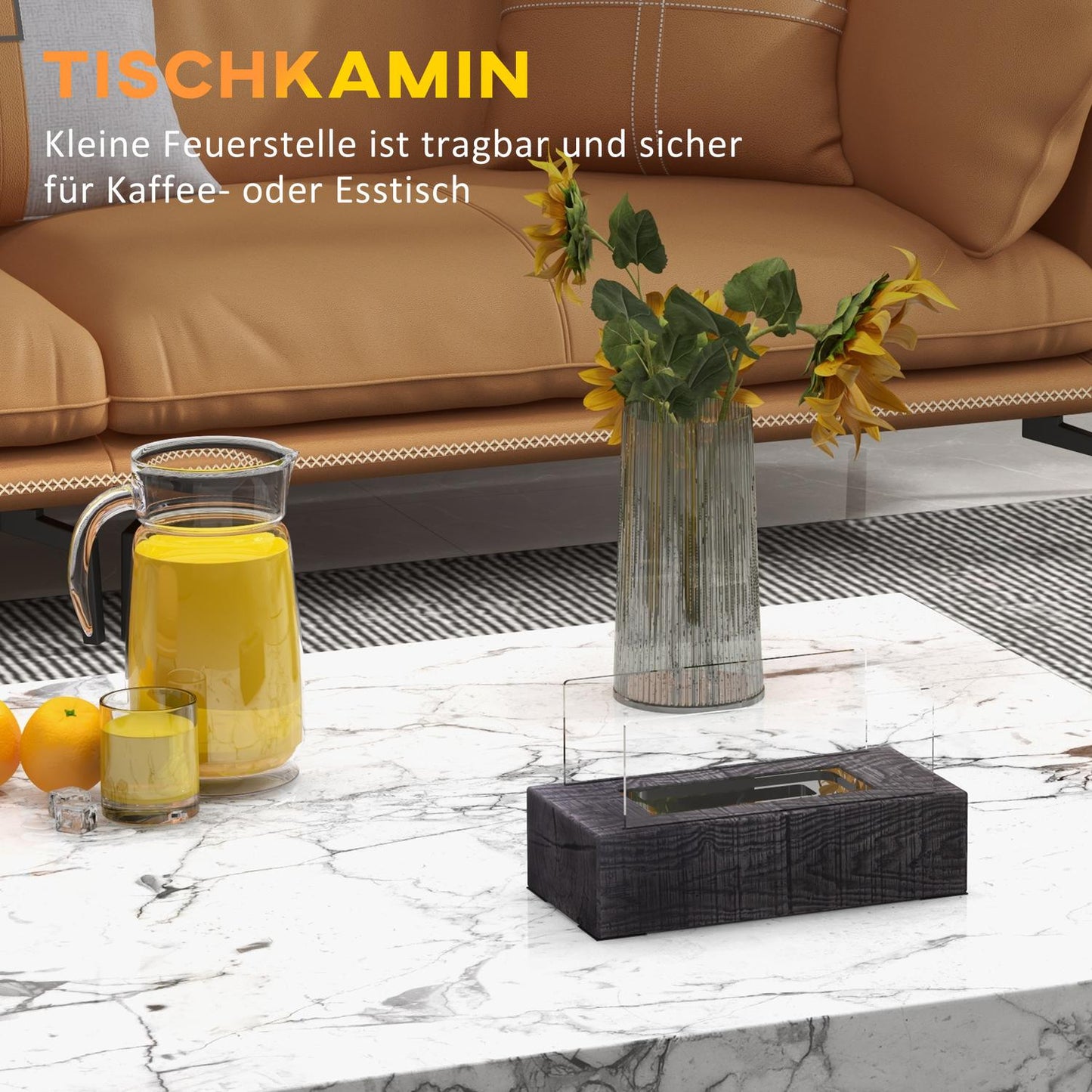 Portable bio-ethanol table stove, wood look, steel