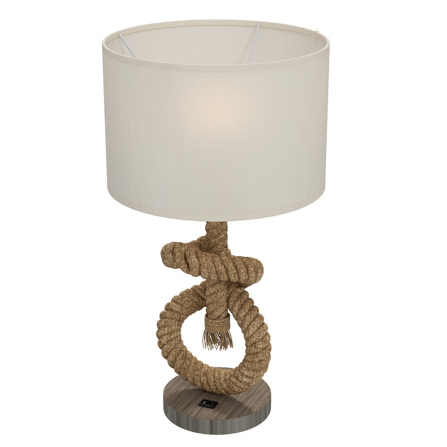LED table lamp, USB rechargeable, E27 socket, metal linen