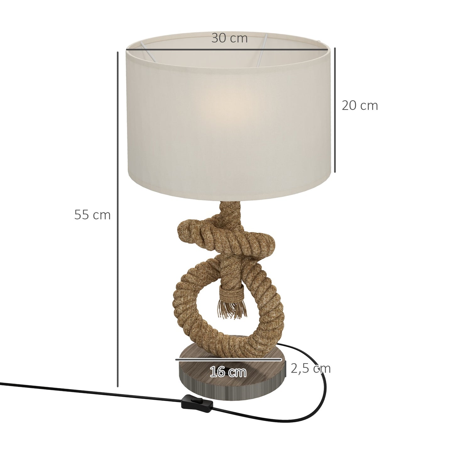 LED table lamp, USB rechargeable, E27 socket, metal linen