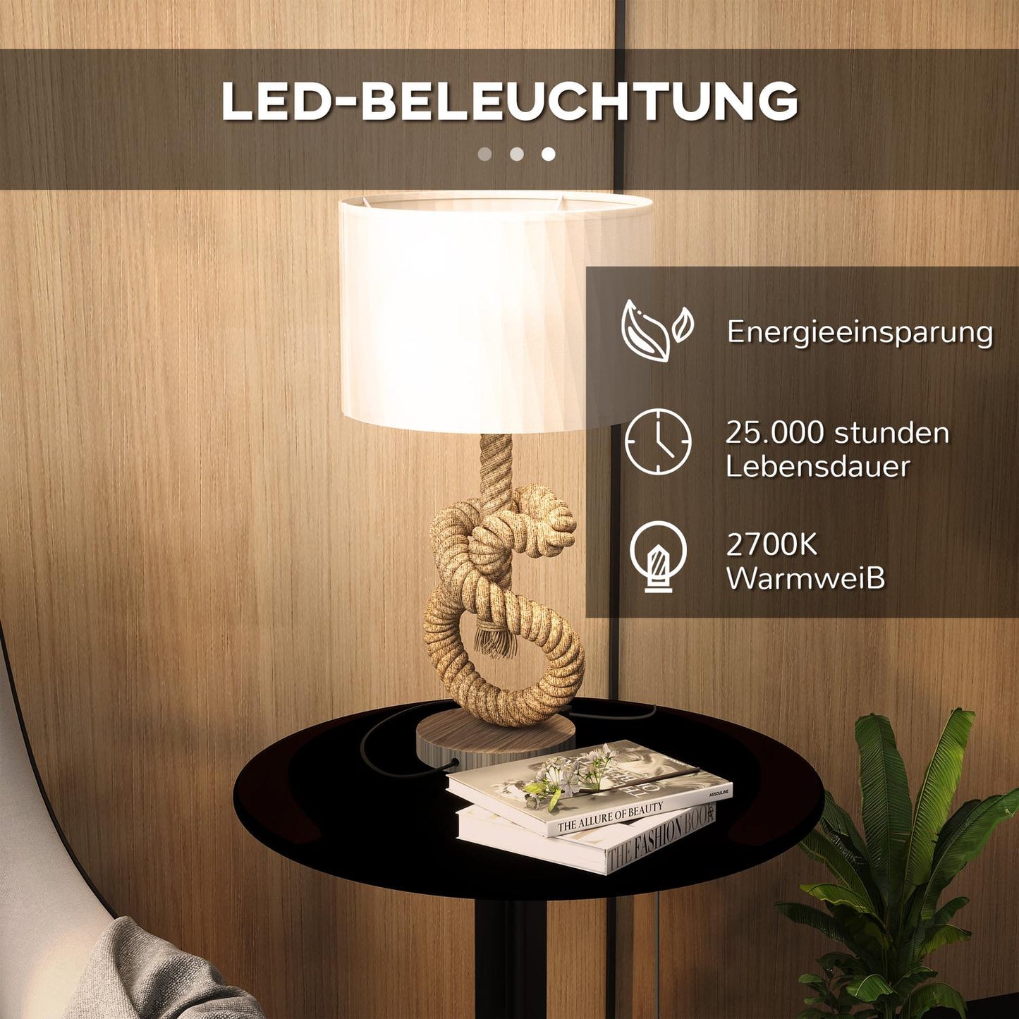 LED table lamp, USB rechargeable, E27 socket, metal linen