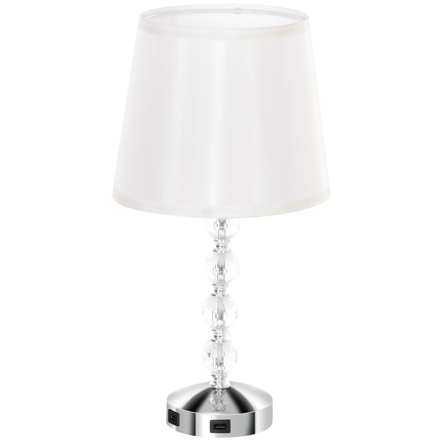 LED table lamp, crystal, USB rechargeable, Silver, E27 socket
