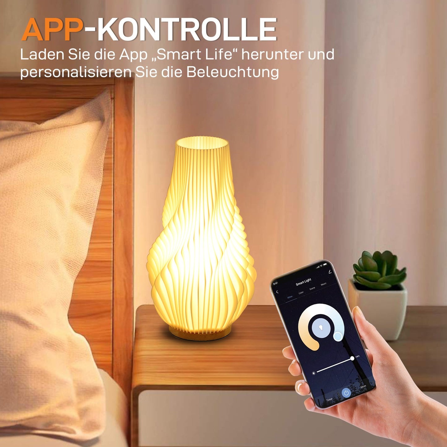 Smart LED Table Lamp - 3D Flower Display, Dimmable, Smart Control
