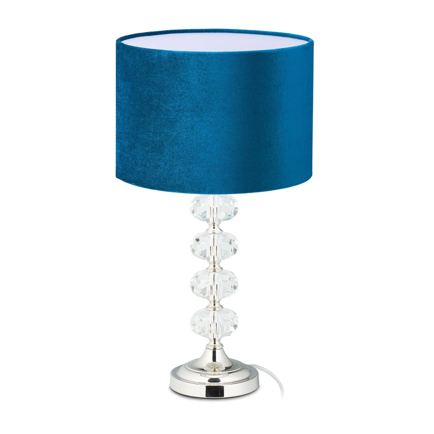 Table lamp in crystal and velvet blue