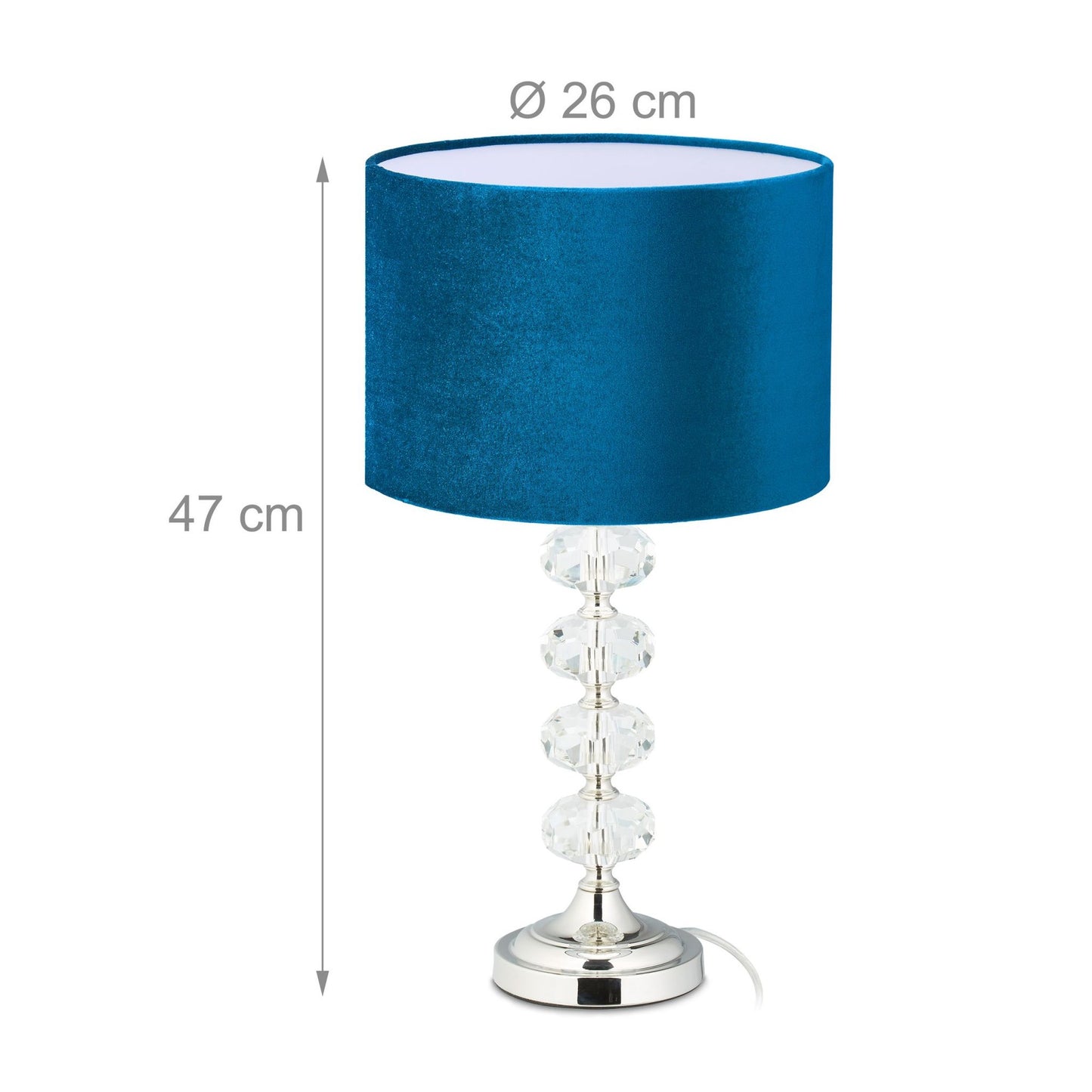 Table lamp in crystal and velvet blue