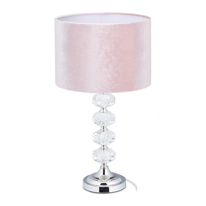Table lamp in crystal and velvet pink
