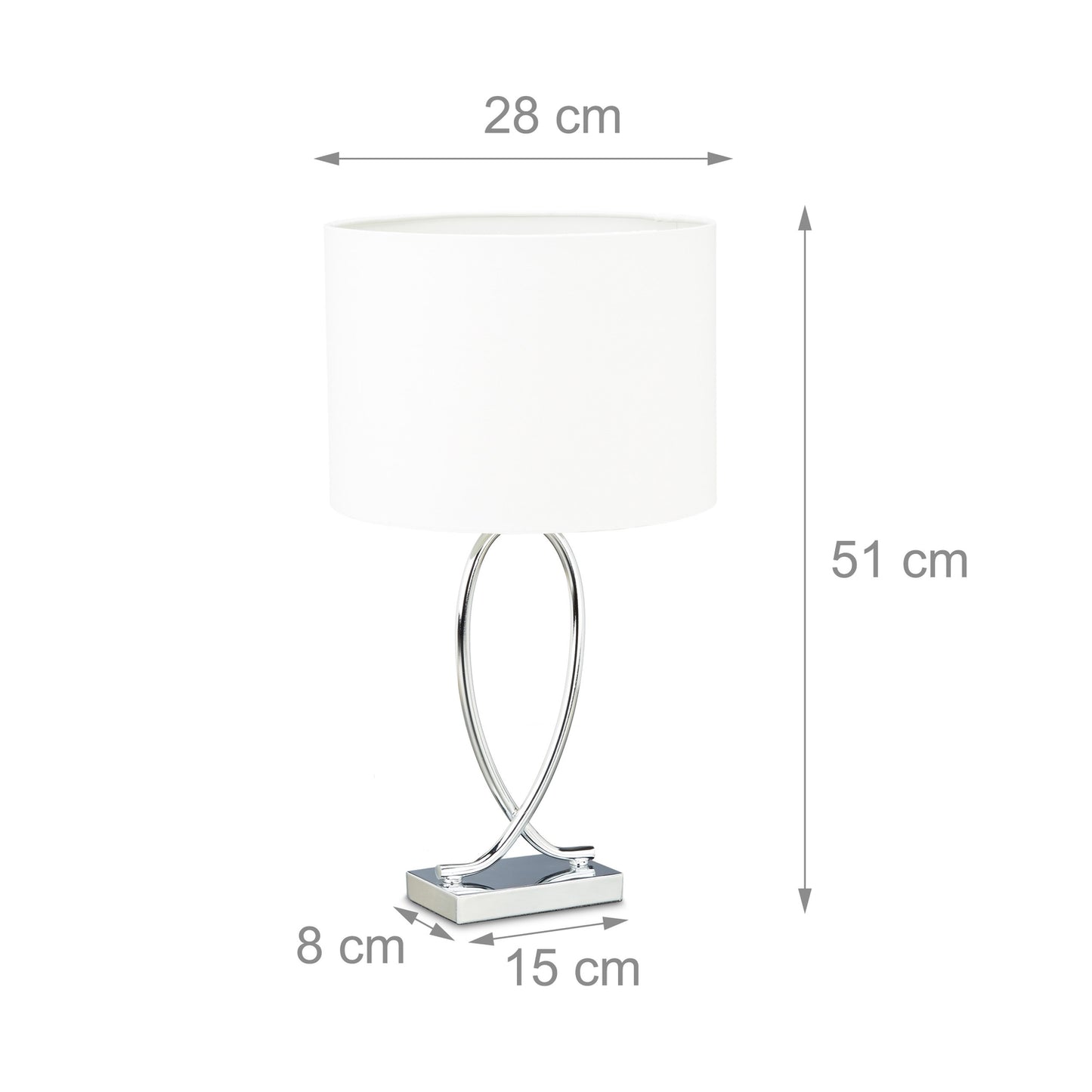 Table lamp with silver fabric shade