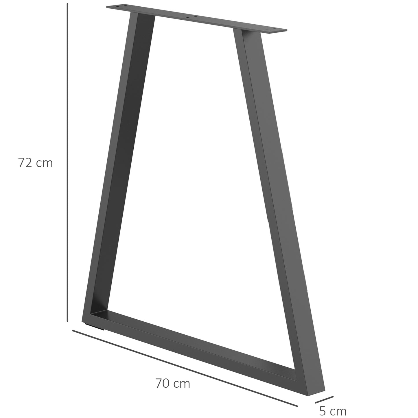 Table legs in steel, triangular, 70 x 72 cm, Black