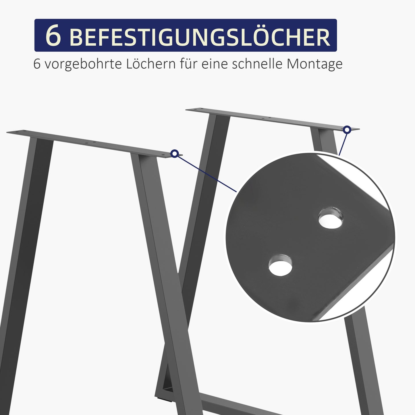 Table legs in steel, triangular, 70 x 72 cm, Black