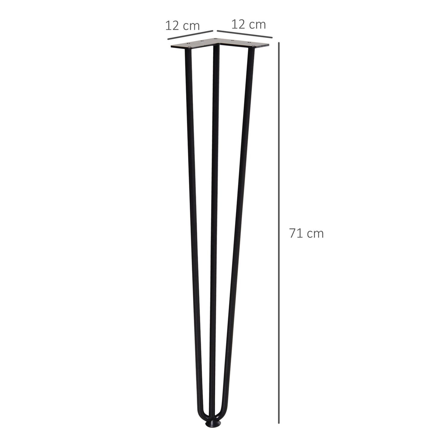 Steel table legs, set of 4, 12x12x72 cm, black finish