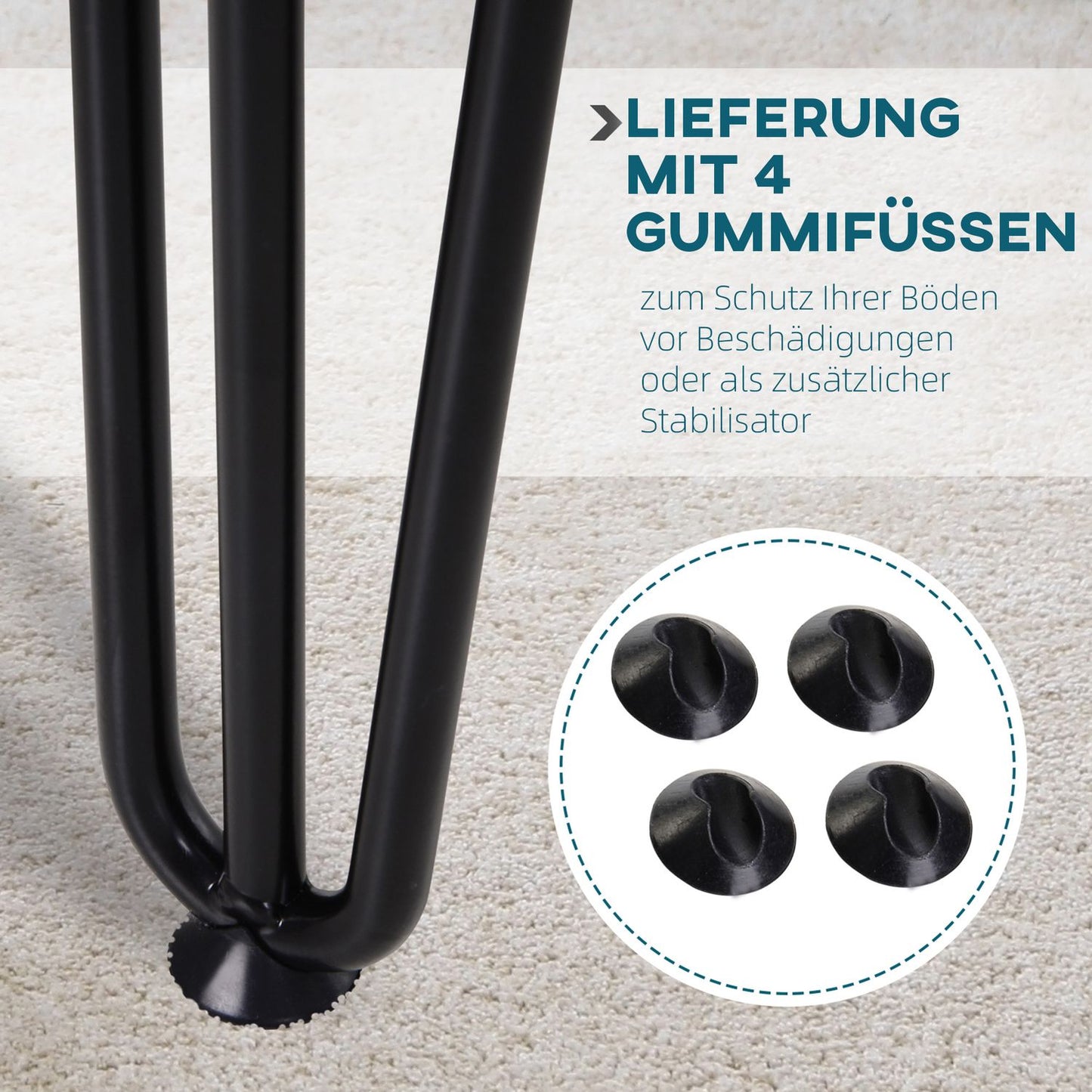 Steel table legs, set of 4, 12x12x72 cm, black finish