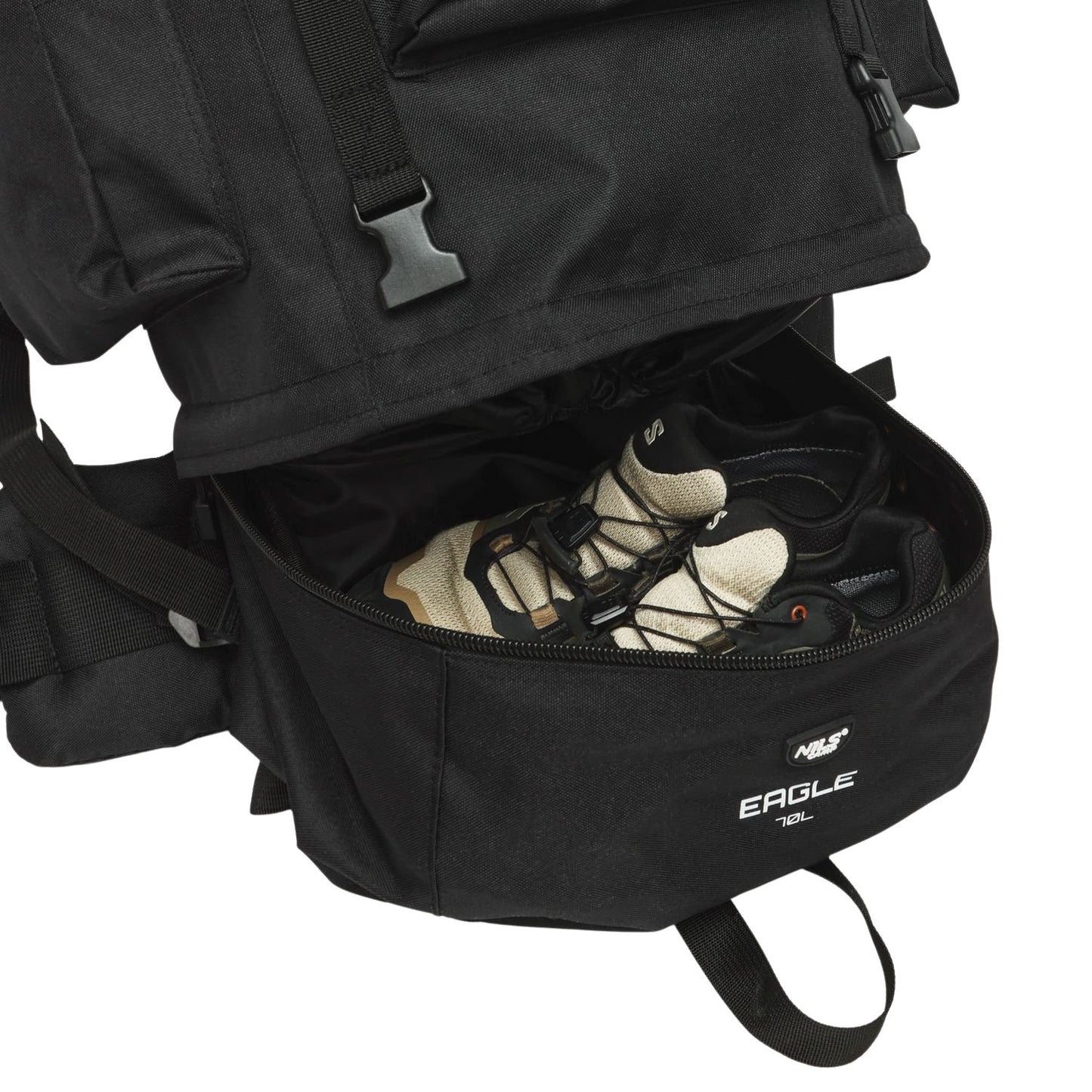 Tactical Backpack, 70L, Black, Heavy-Duty