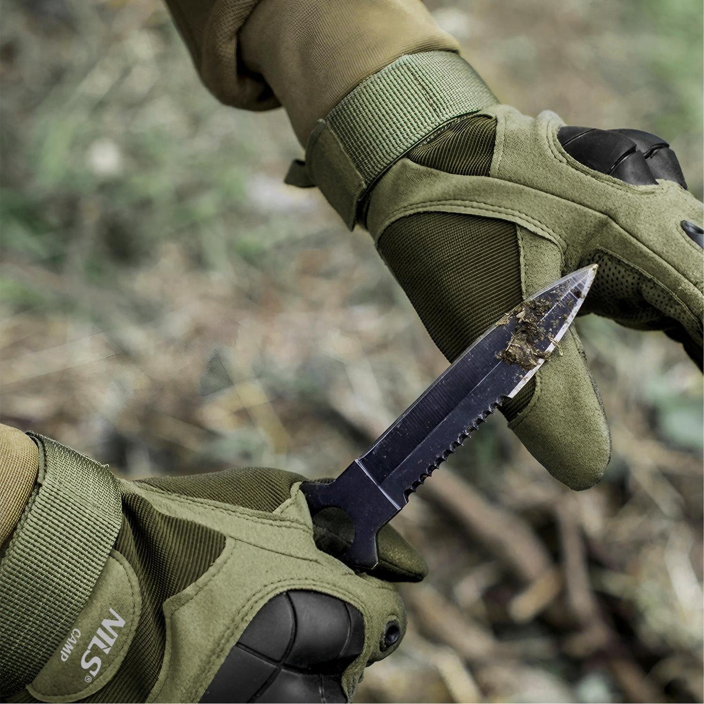 Tactical Gloves, Green, XL, Durable Protection