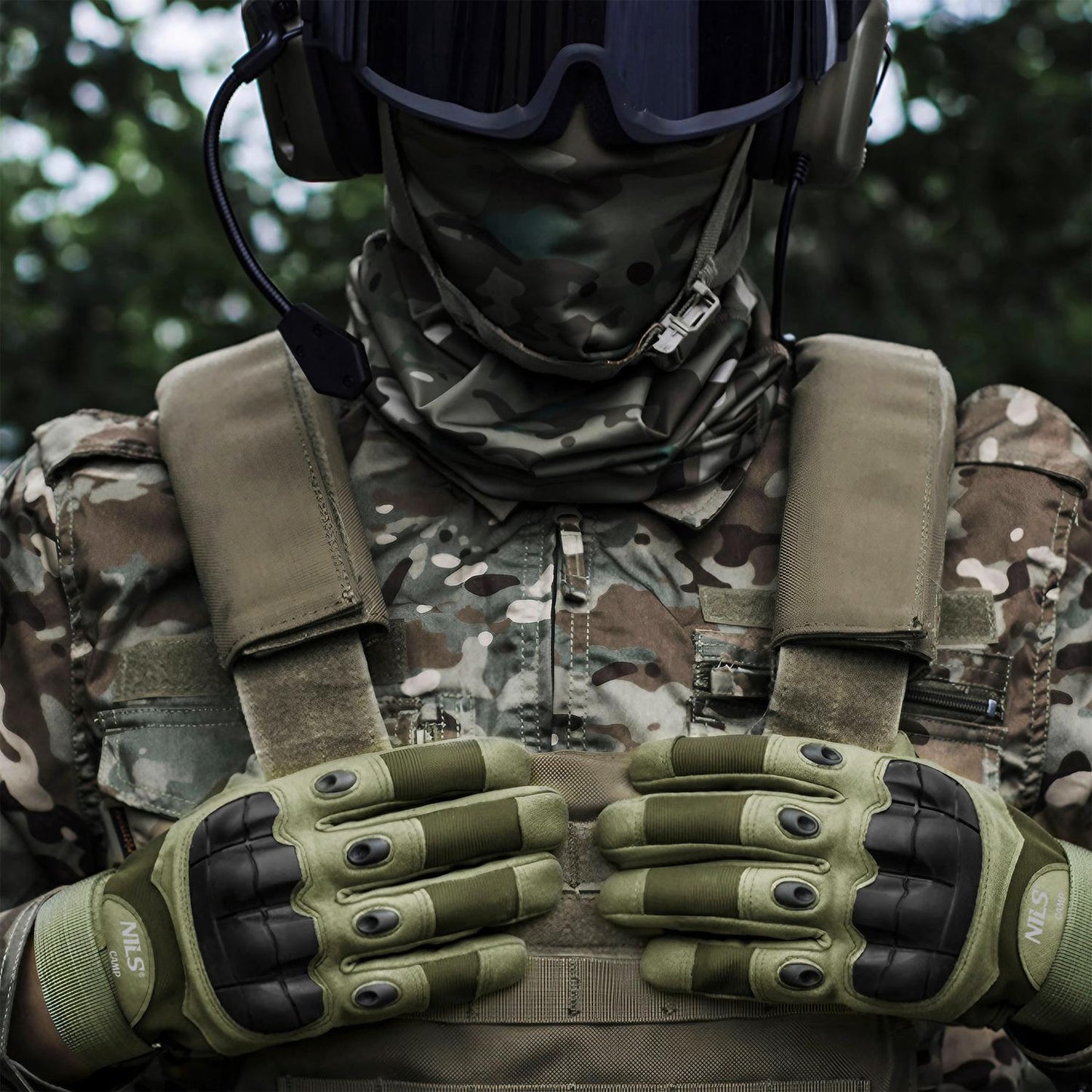 Tactical Gloves, Green, XL, Durable Protection