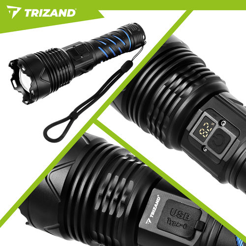 Tactical LED Flashlight 1500lm, Rechargeable, Waterproof